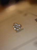 CZ Heart Cluster Stud 925 Silver Piercing (1pc)