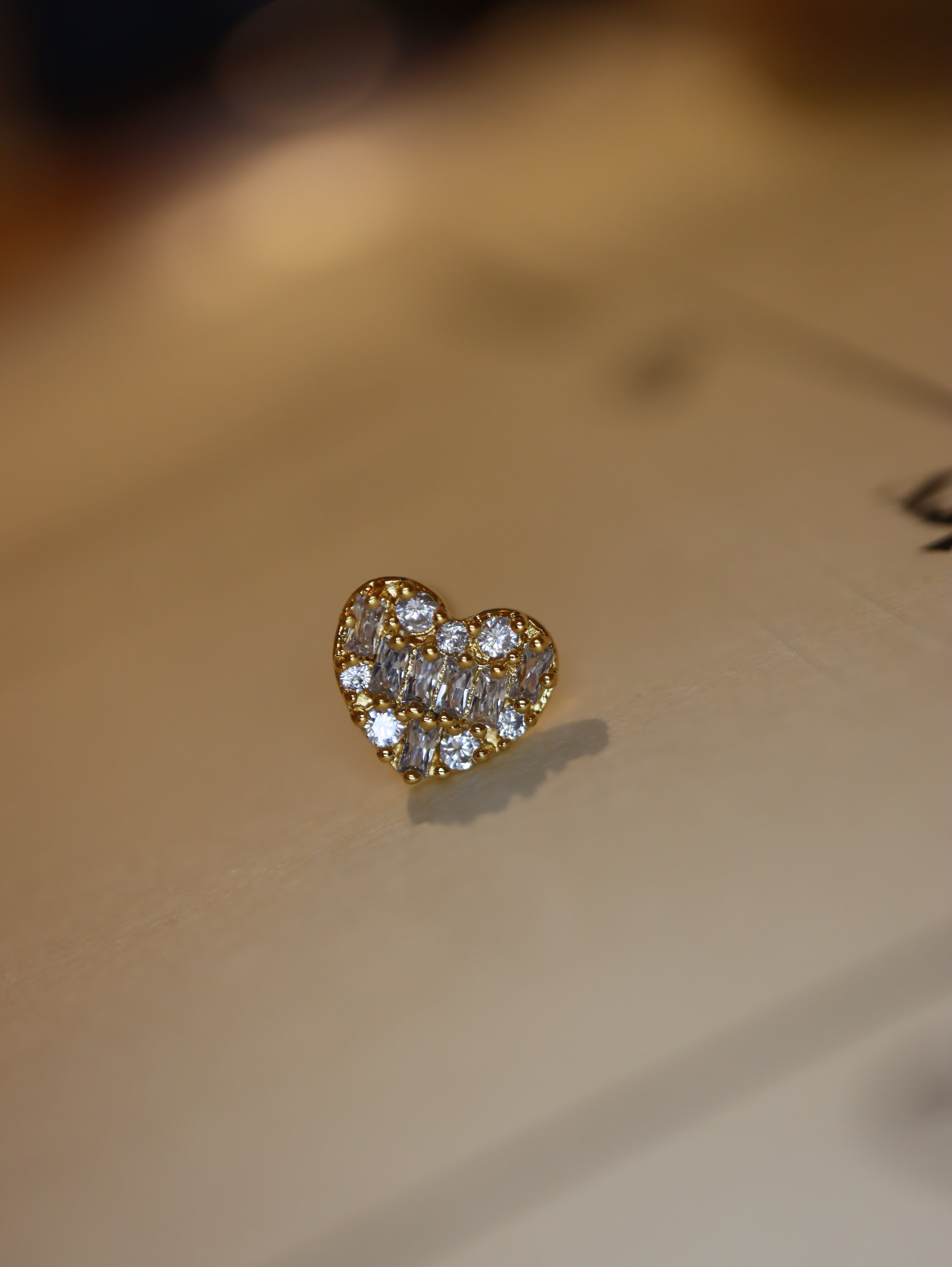 CZ Heart Cluster Stud 925 Silver Piercing (1pc)