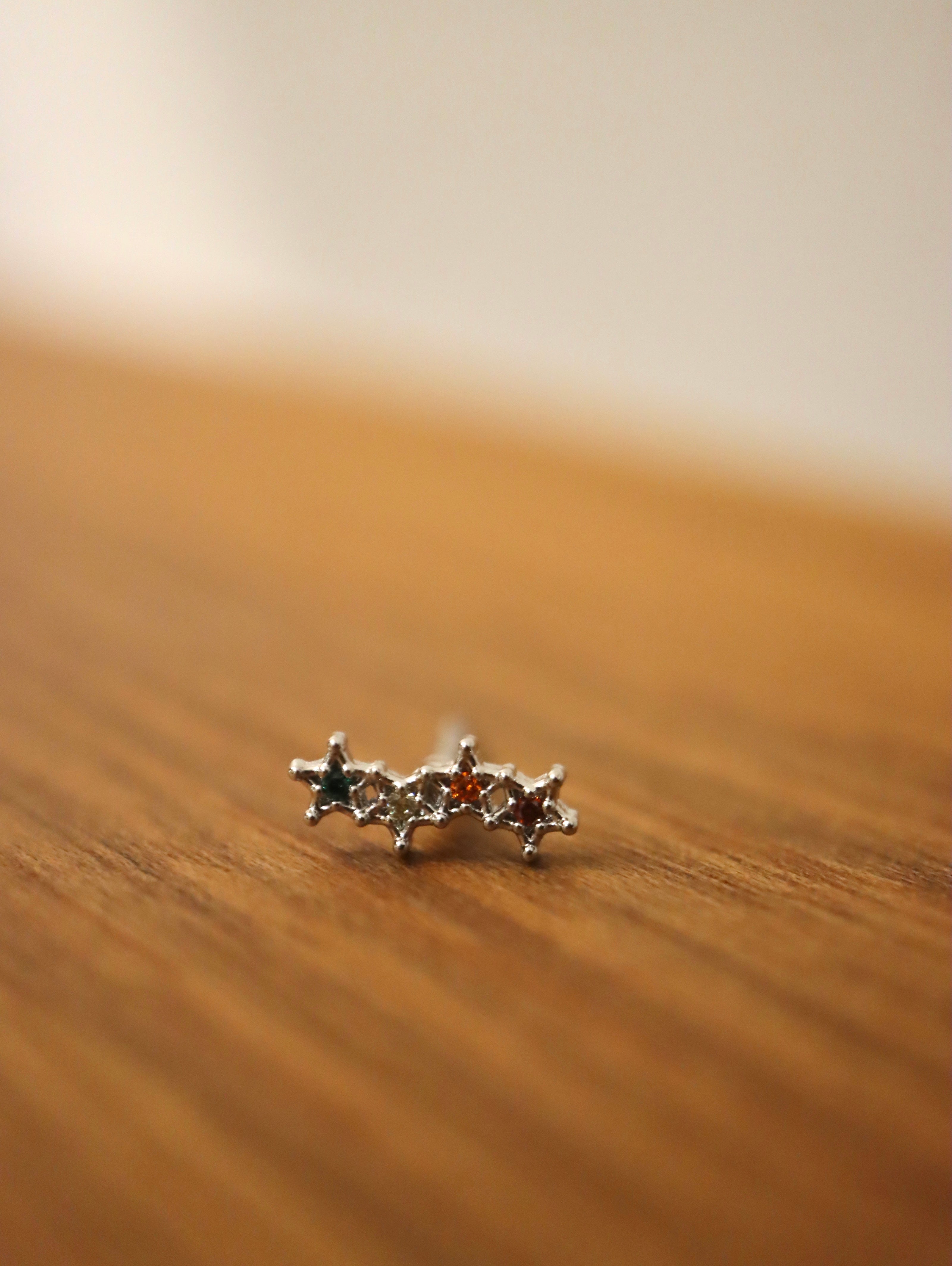 Rainbow star surgical steel stud piercing (1pc)