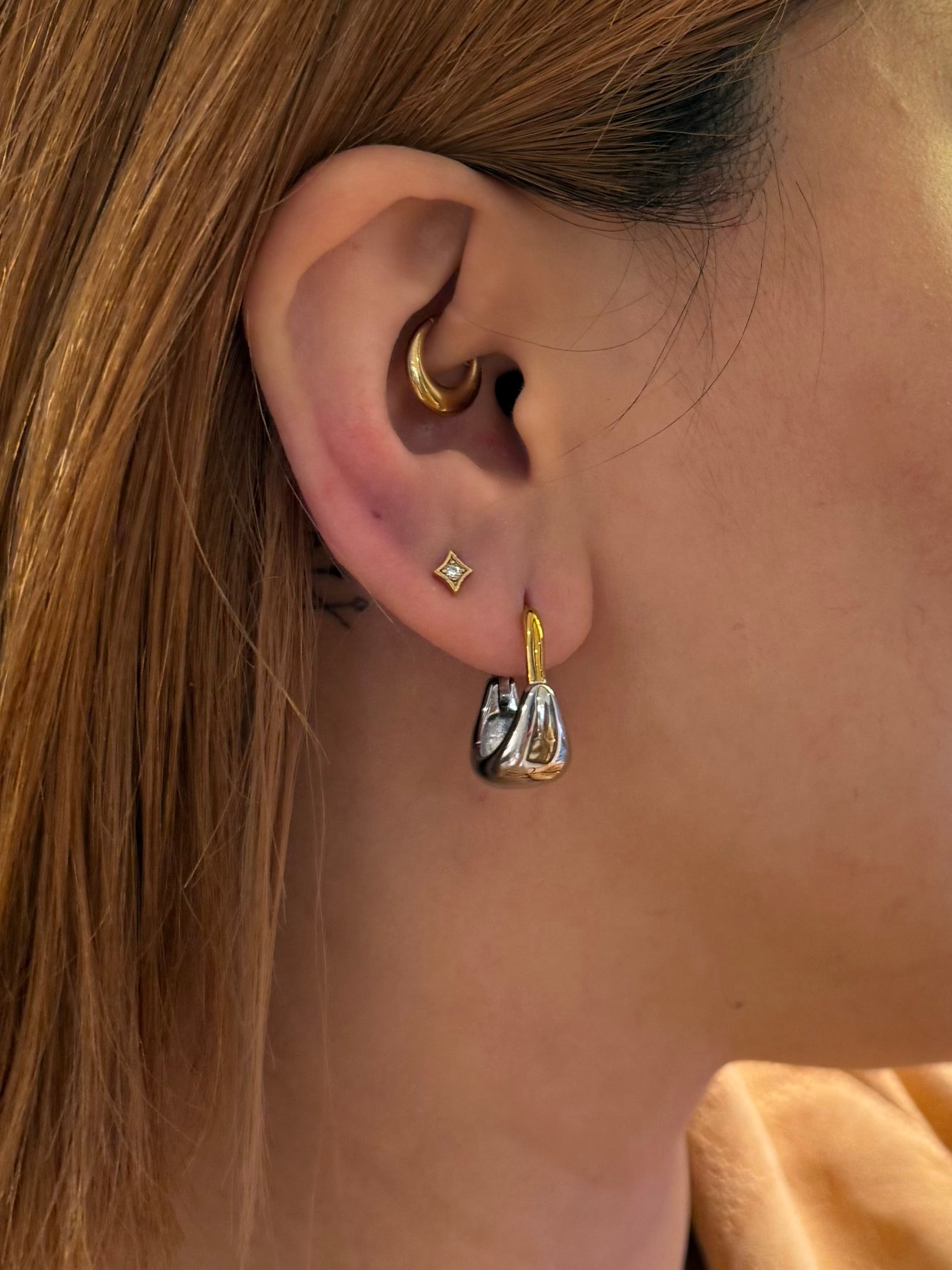 Mix tone stainless steel earrings