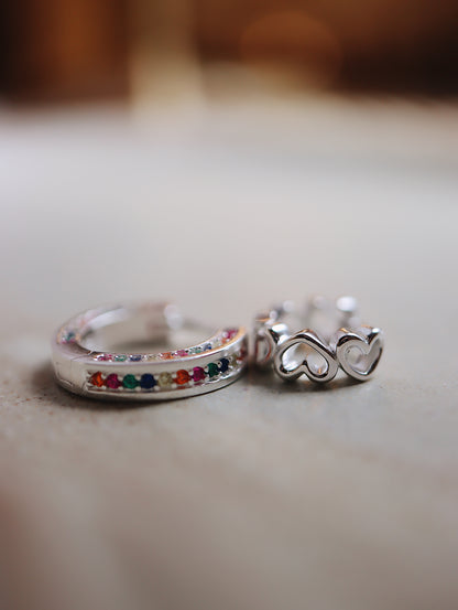 Silver925 rainbow cz earrings