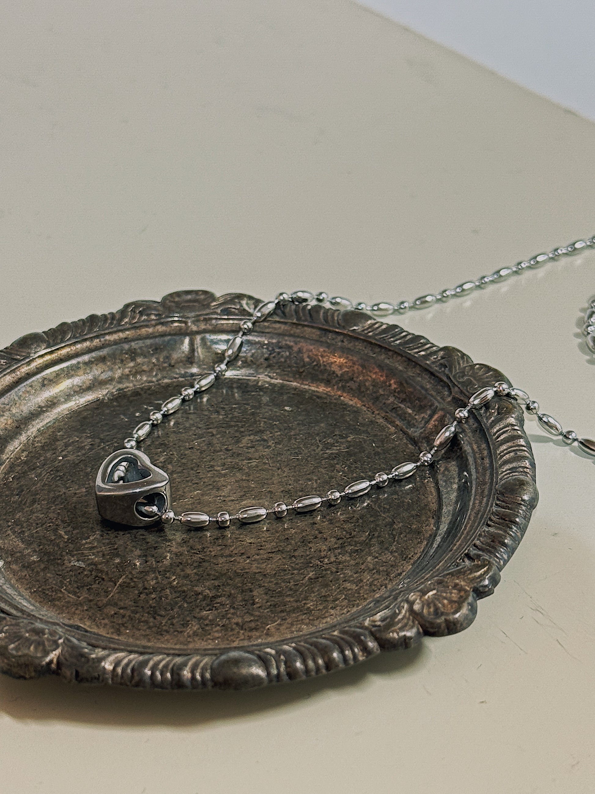Heart stainless steel necklace (2ways)