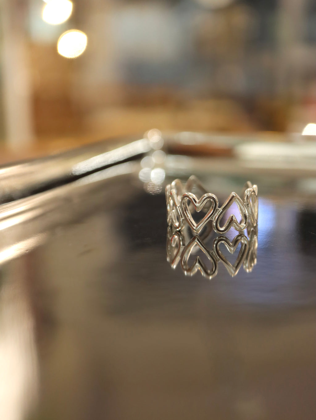 Heart band stainless steel ring