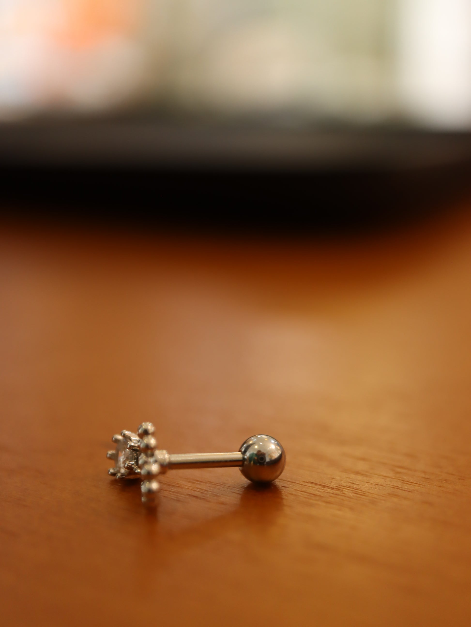 Heart drop cz surgical steel earring 16g