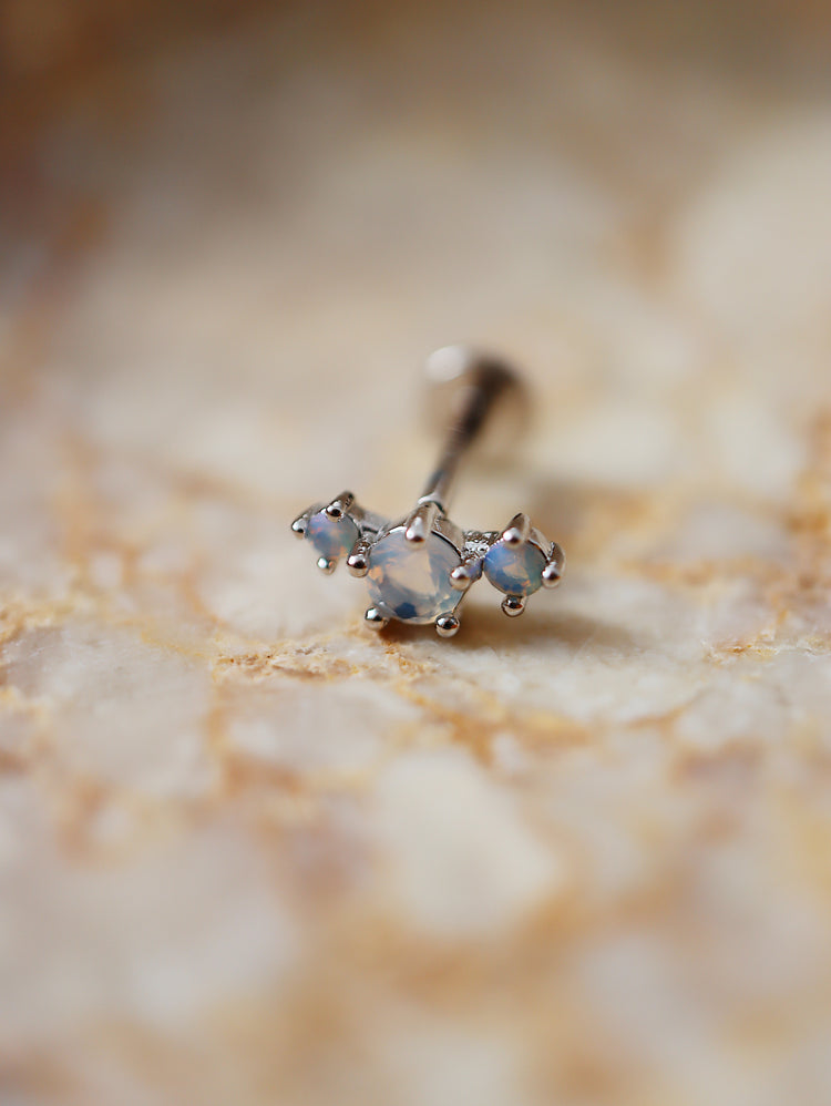 Triple opal 925 silver flat back piercing (1pc)