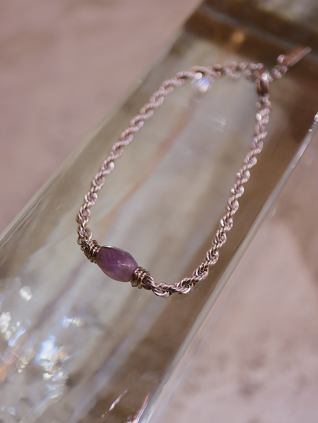 Amethyst Rope Chain Stainless Steel Bracelet