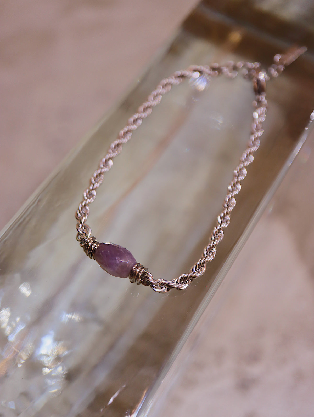 Amethyst Rope Chain Stainless Steel Bracelet