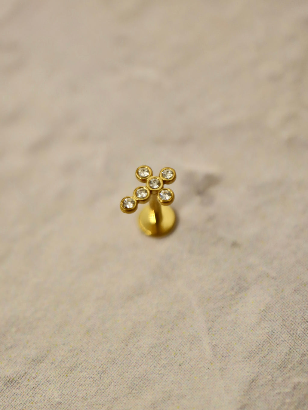 Cz cross stainless steel flat back piercing