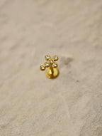 Cz cross stainless steel flat back piercing