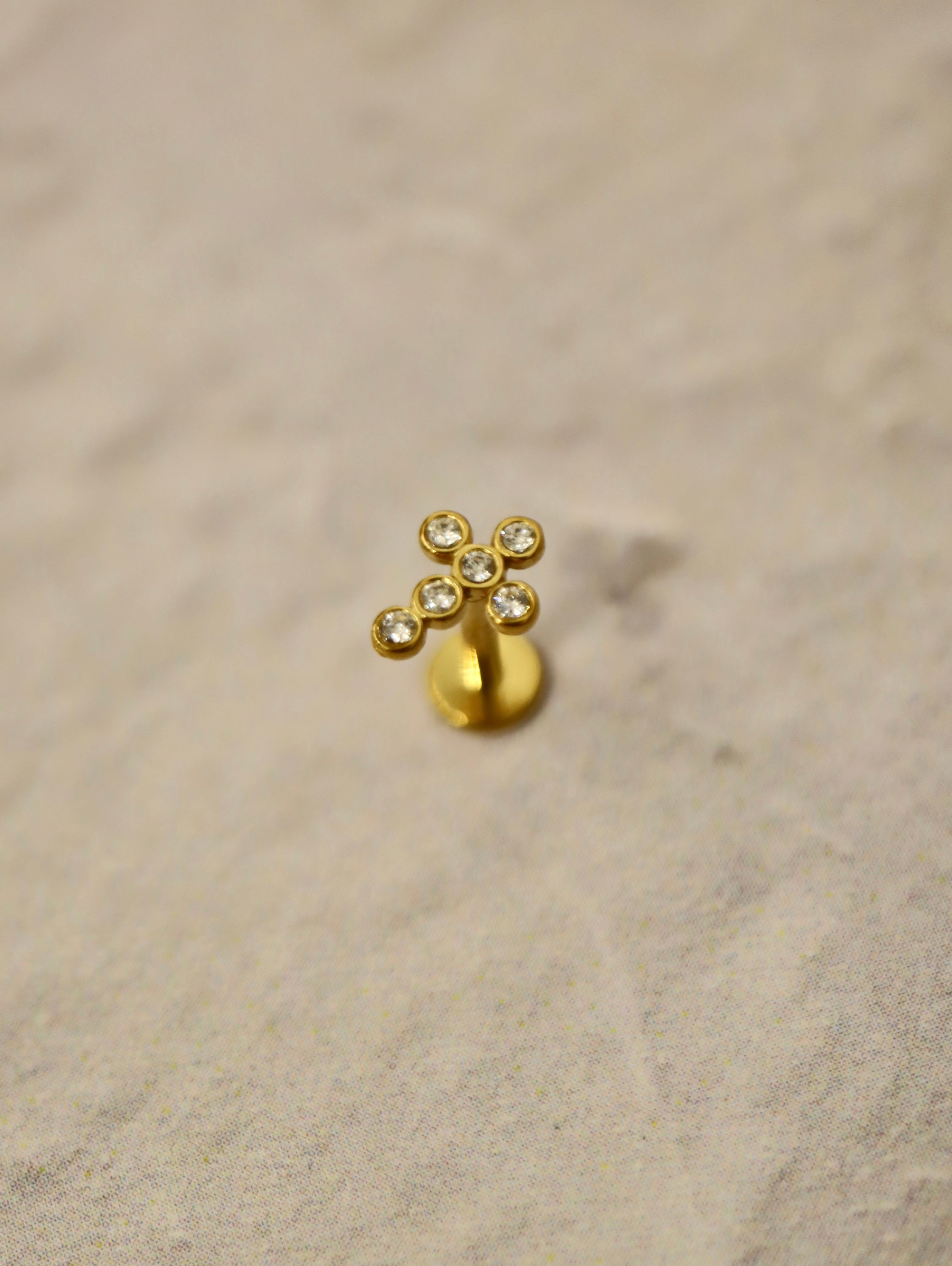 Cz cross stainless steel flat back piercing