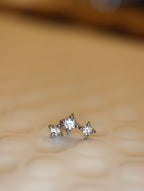 Triple rhombus surgical steel piercing earring (1pc)