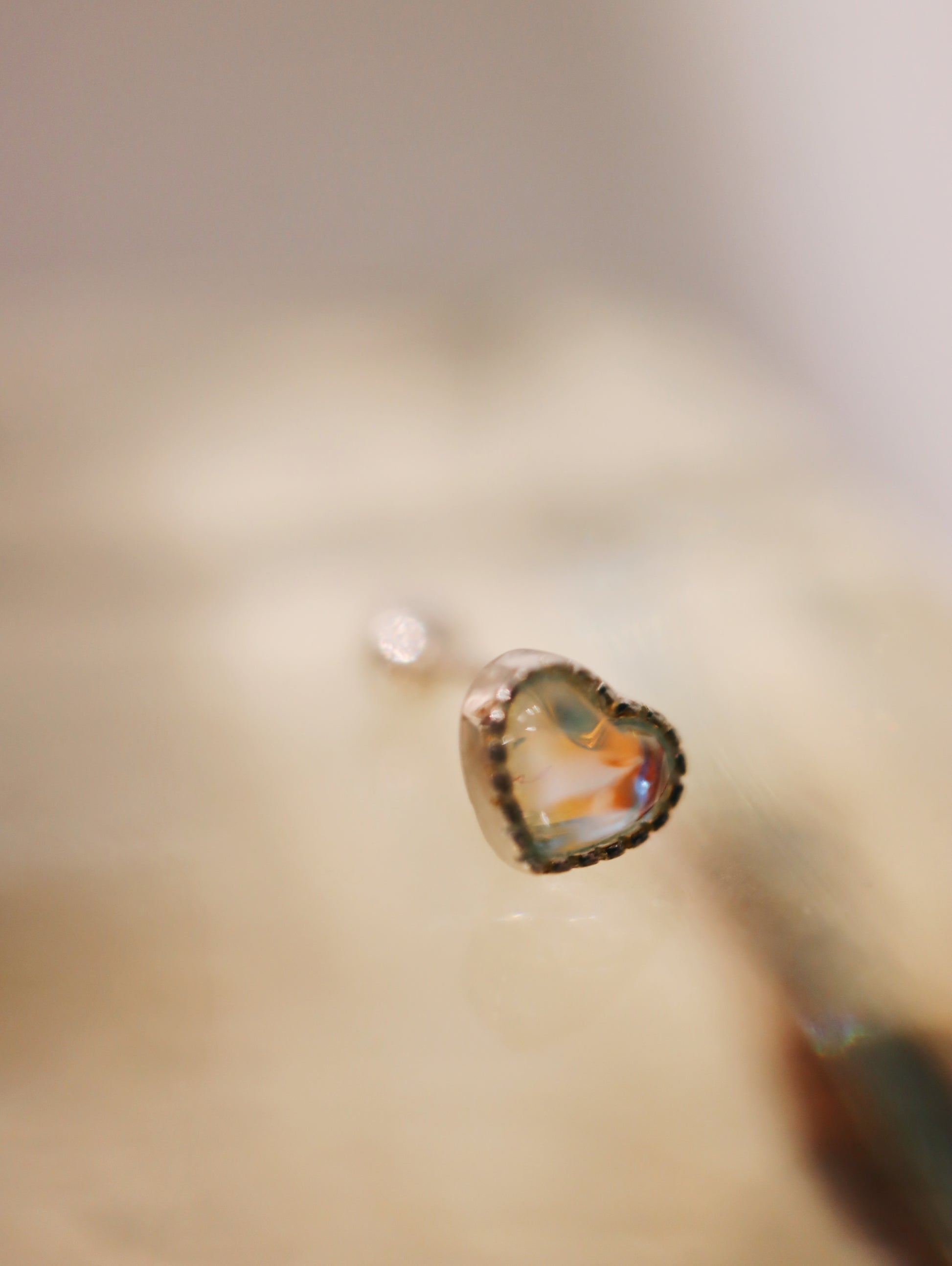 Heart moonstone 925 silver piercing earring (1pc)