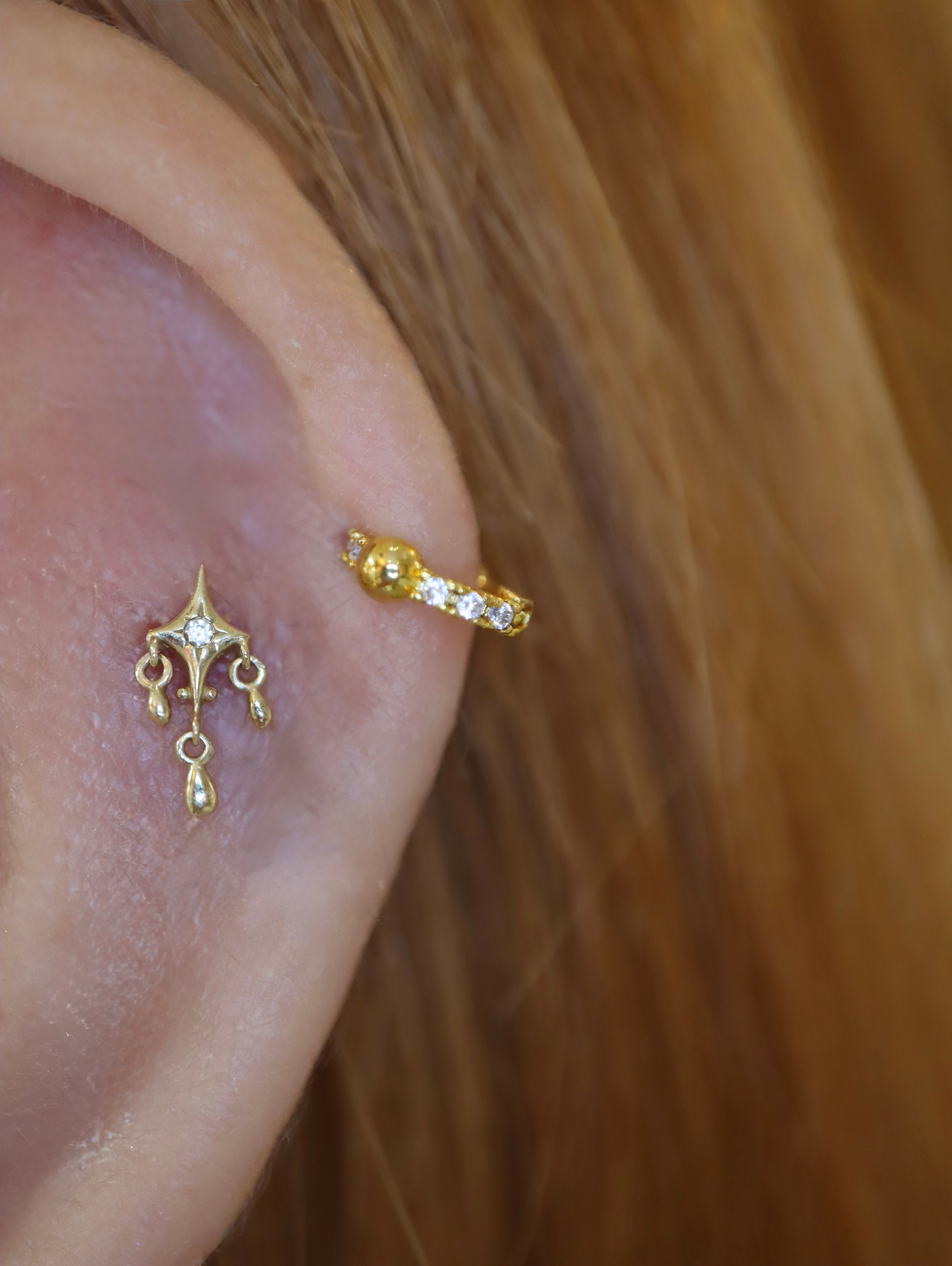 Mini ball hinged hoop cz surgical steel earring (1pc)