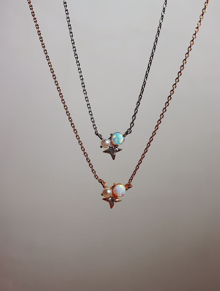 Sparkle opal pearl necklace