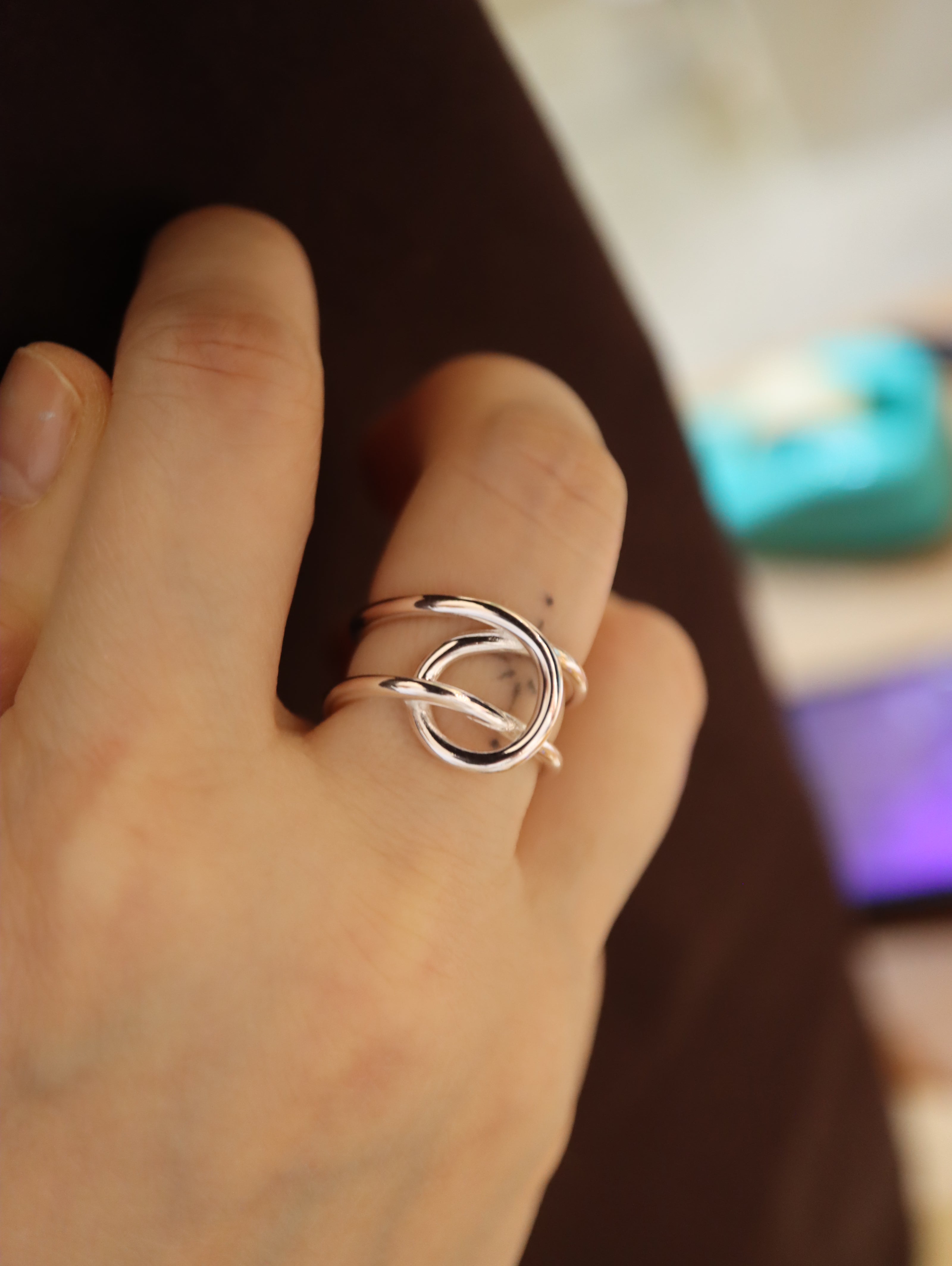 Twisted 925 silver open size ring