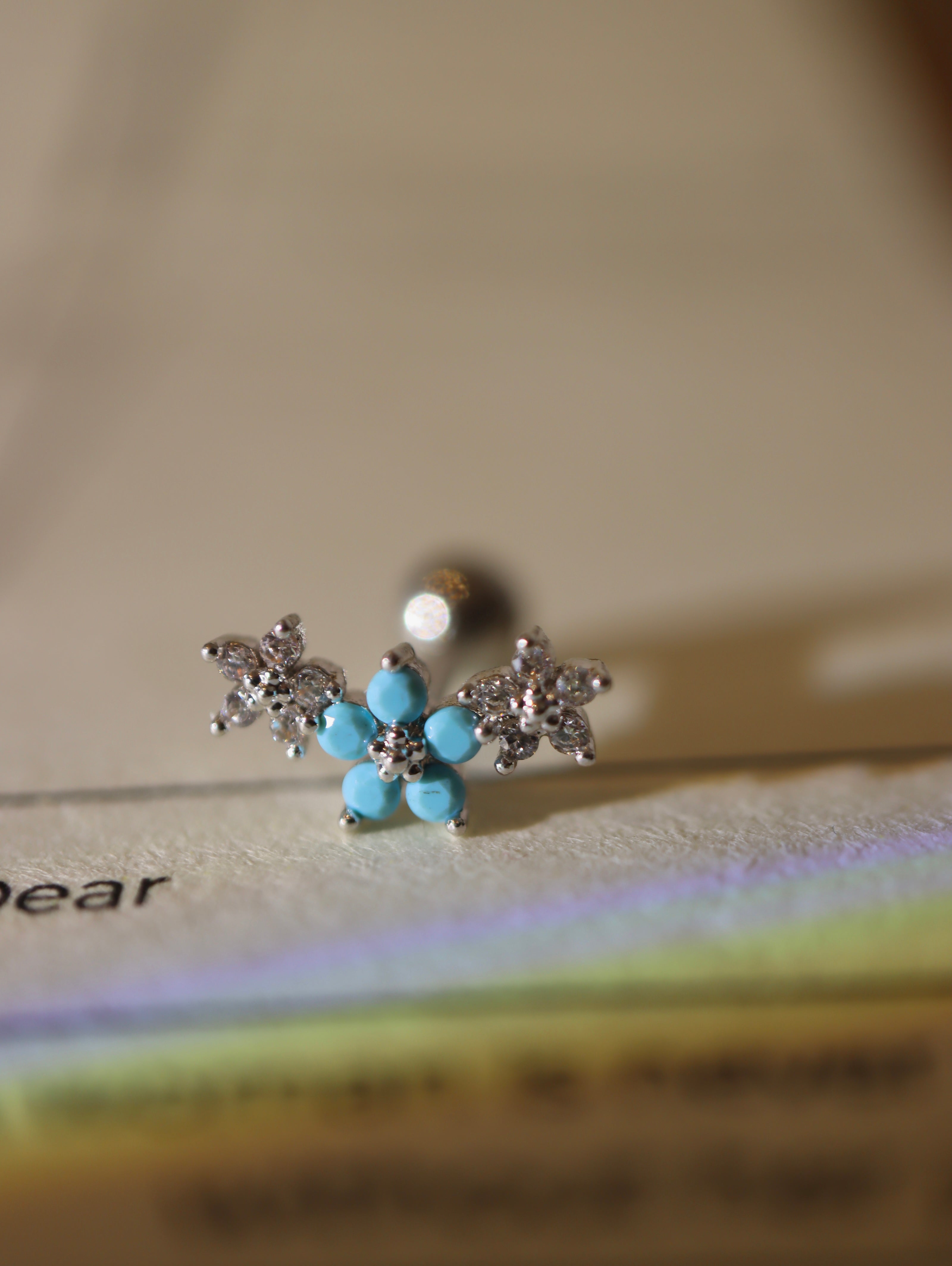 Azure Blossom Wing Stud Surgical Steel Piercing Earring (1pc)