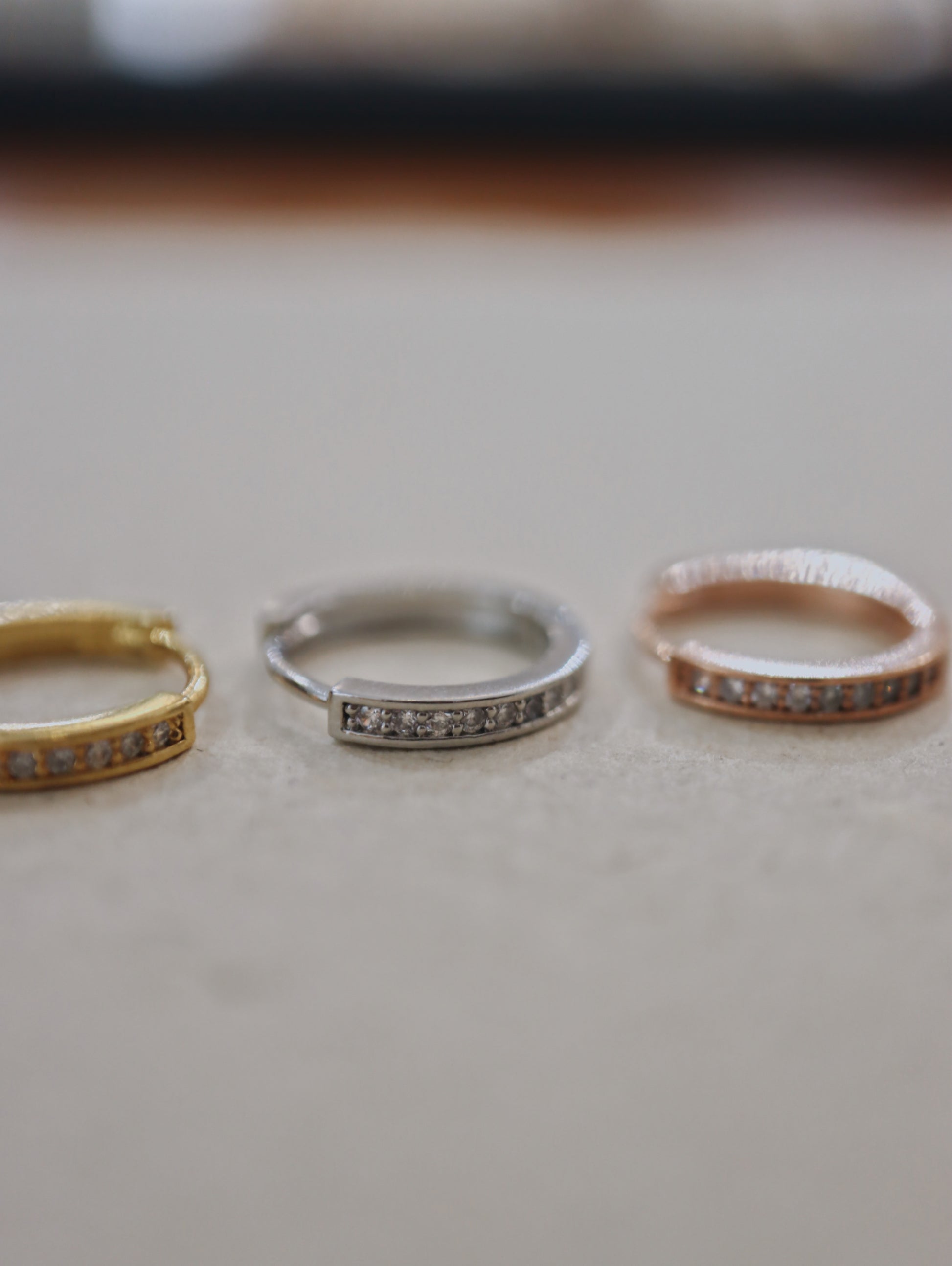 Surgical steel hinged cz hoop earring (1pc)