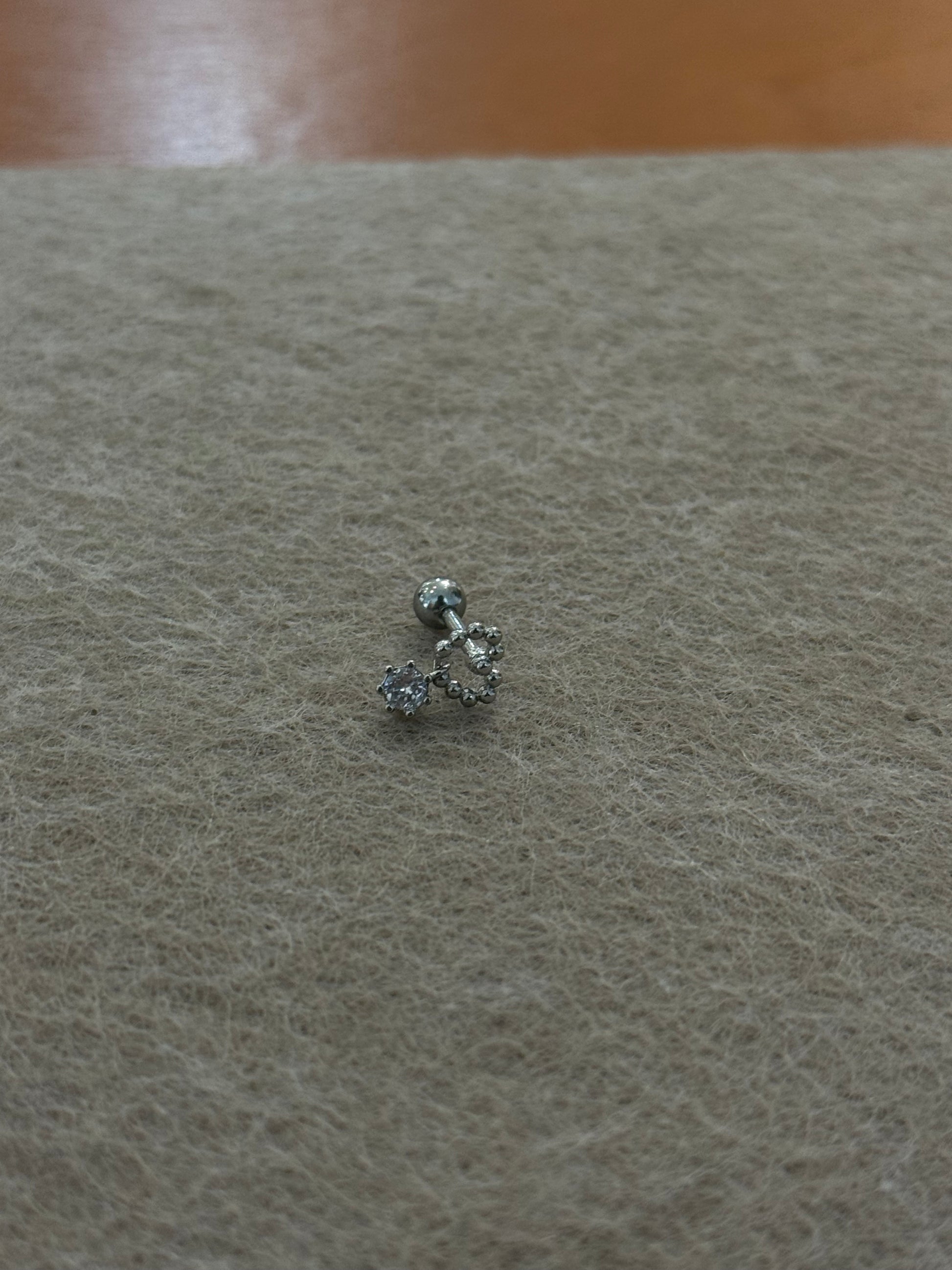 Heart drop cz surgical steel earring 16g