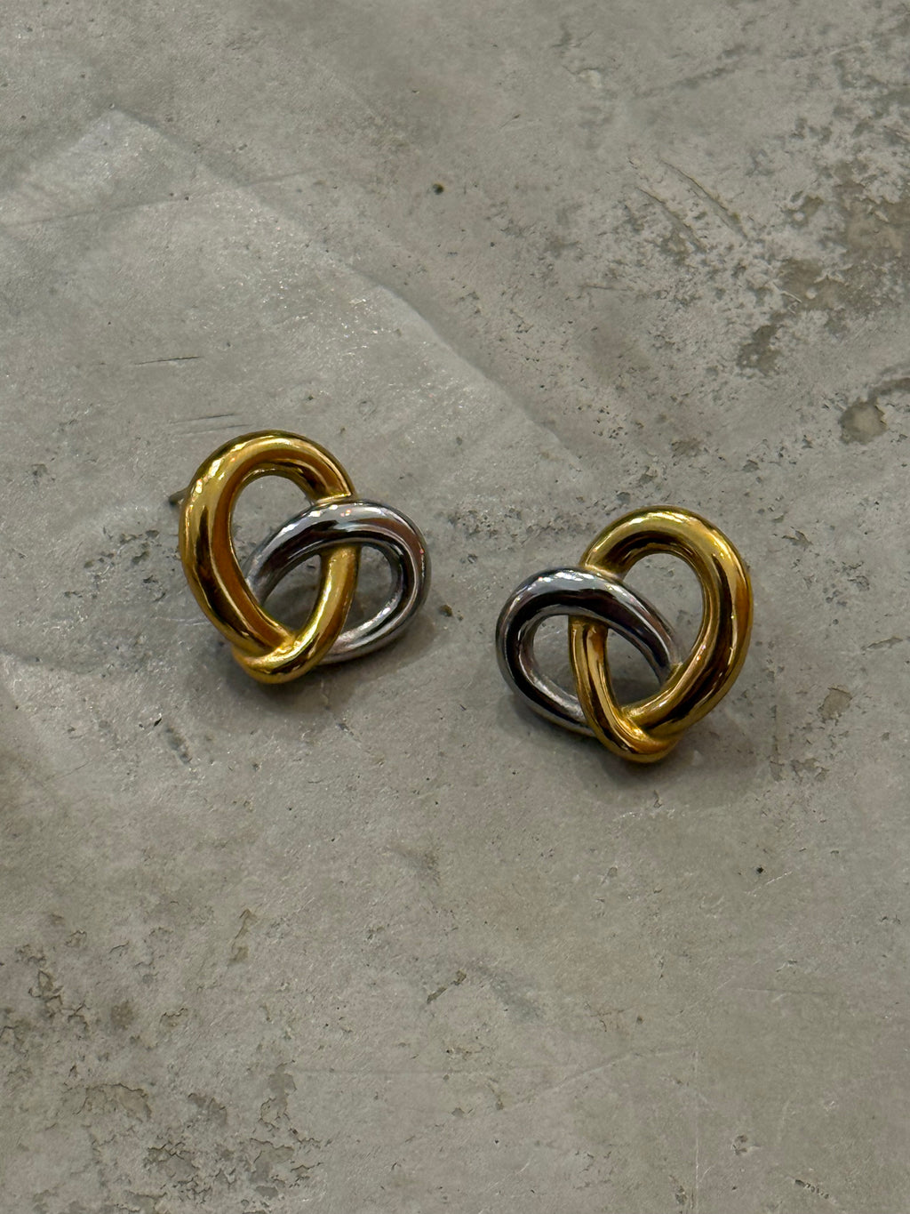 Golden-Silver Twist Stainless Steel Earrings