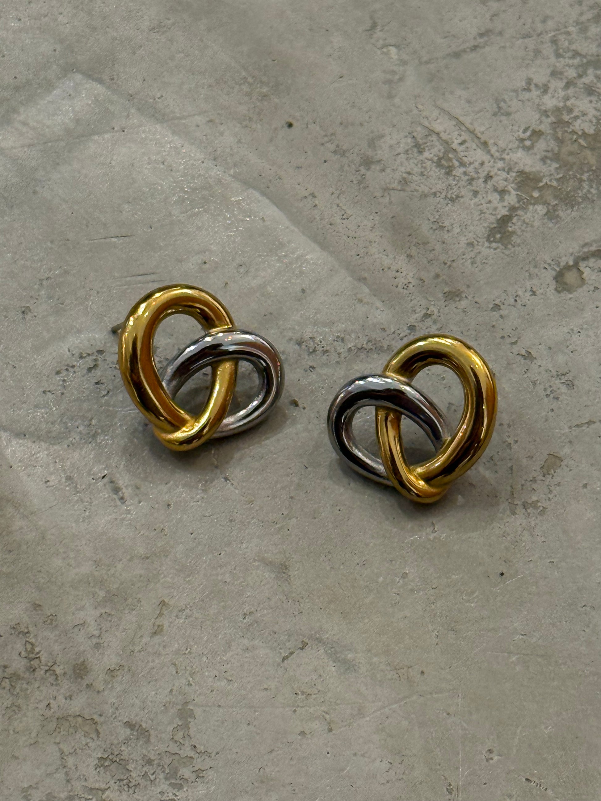 Golden-Silver Twist Stainless Steel Earrings