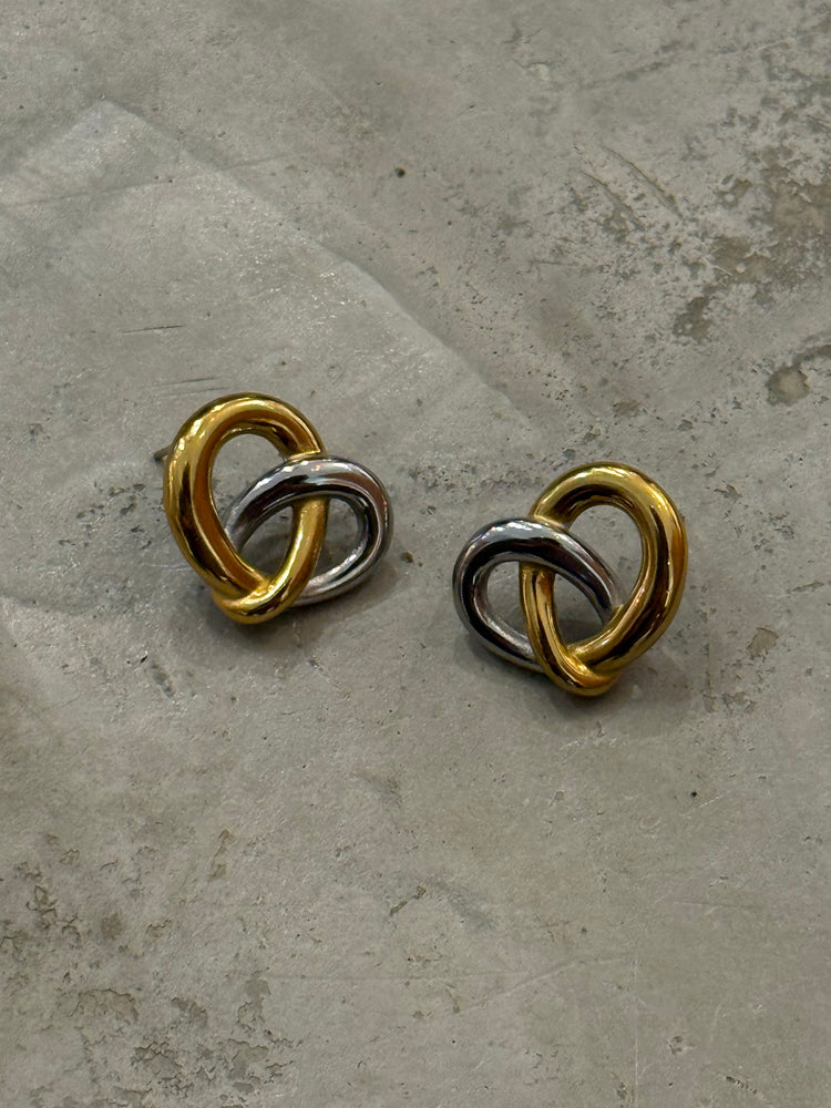 Golden-Silver Twist Stainless Steel Earrings