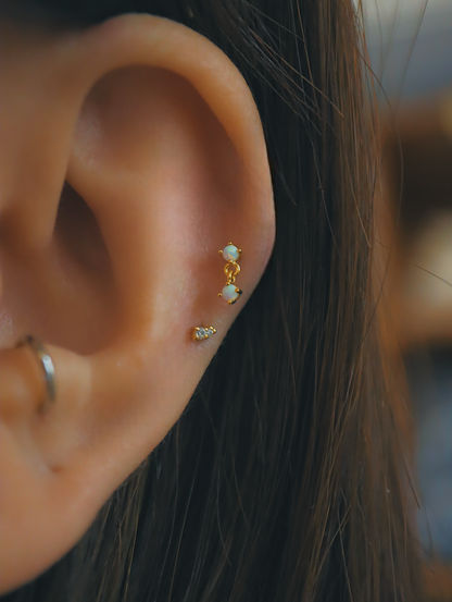 Double opal silver925 flat back piercing