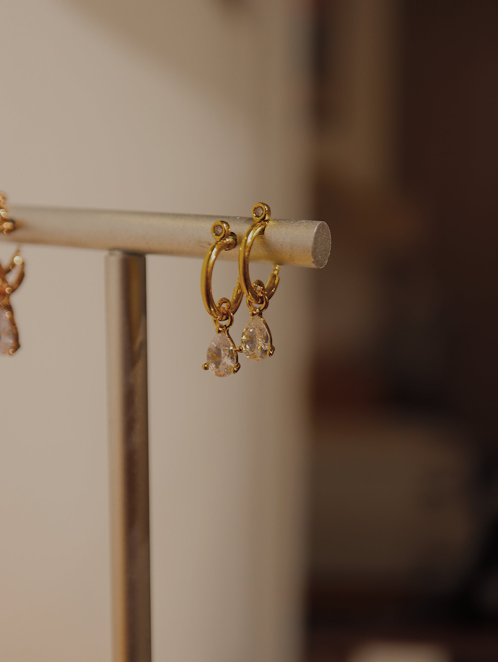 Surgical Steel Teardrop CZ Earrings (4 colours)