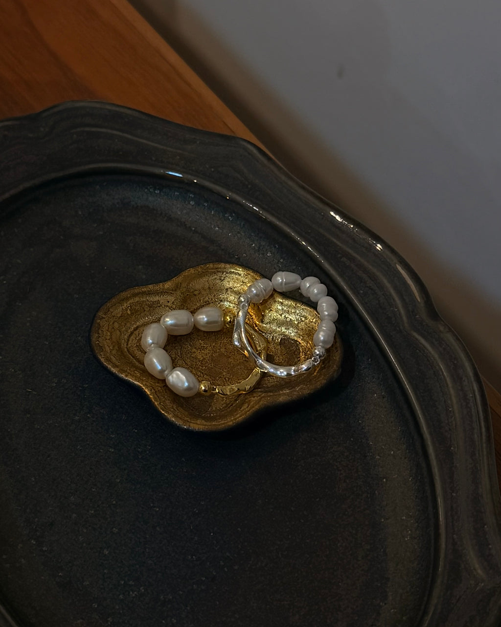 Raw pearl 925 silver ring