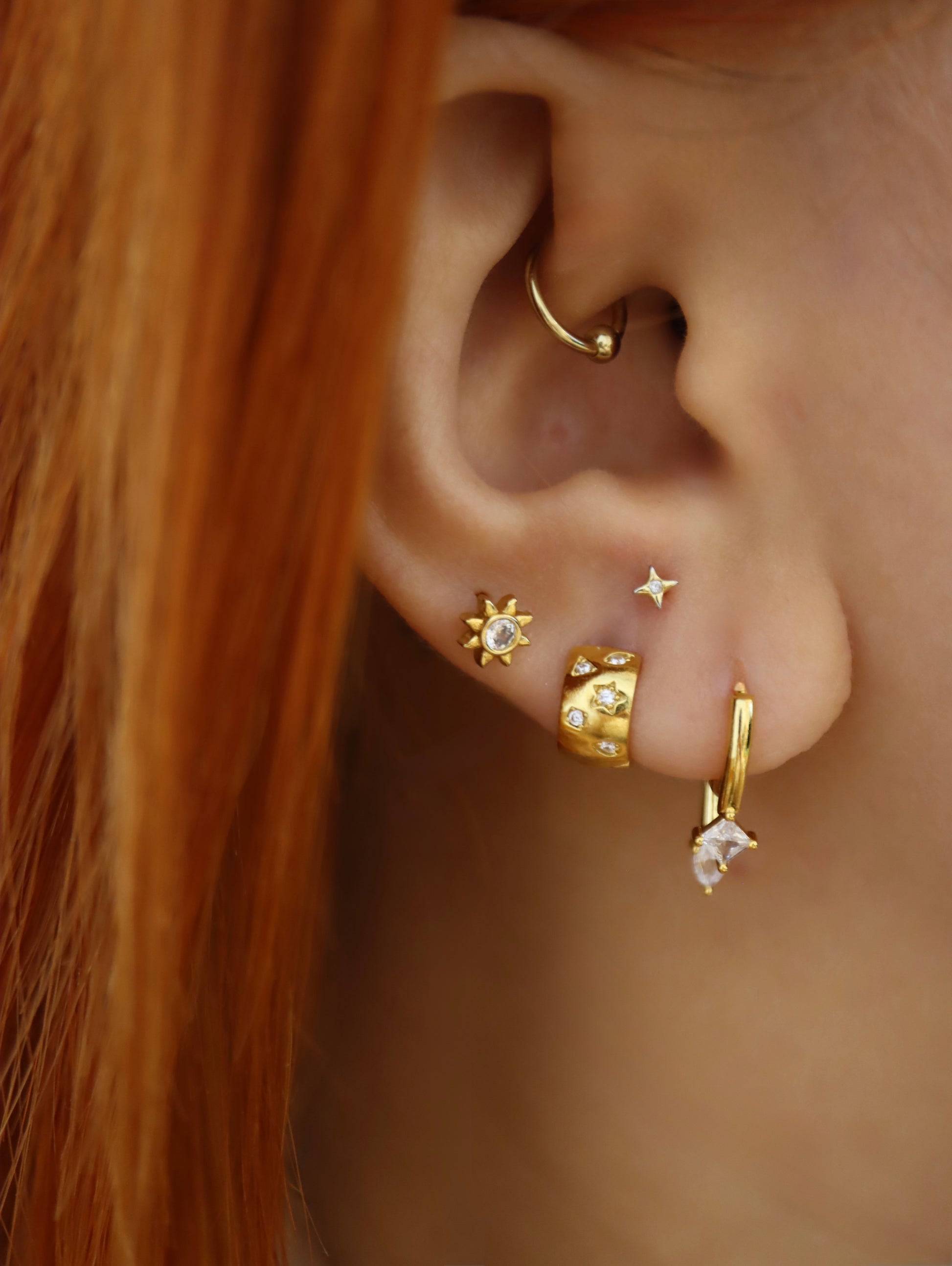 Star cz huggie hoop earrings