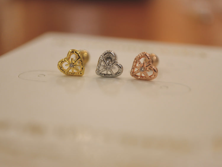 Sparkle in heart surgical steel piercing