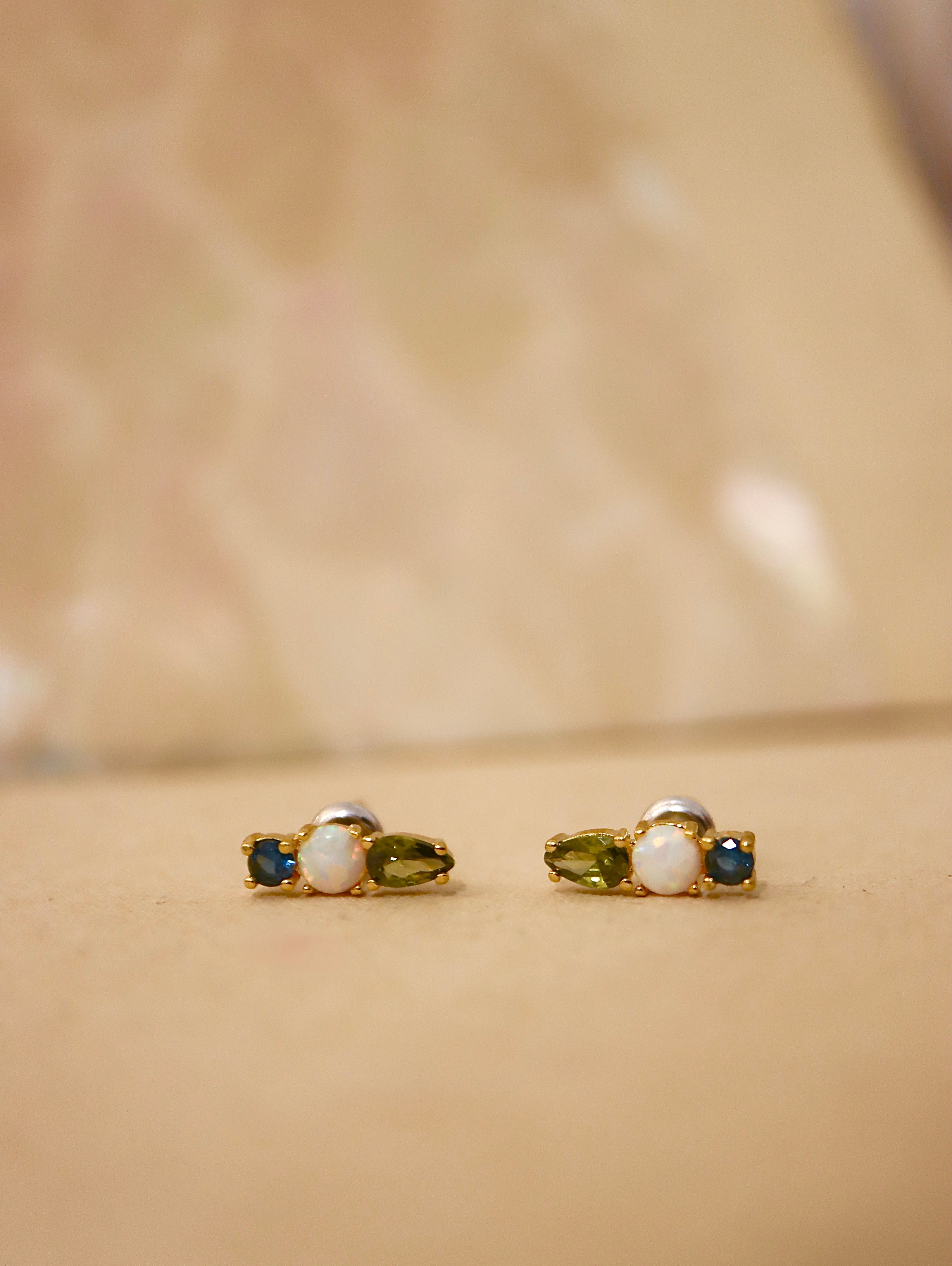Sapphire Opal Stud Earrings