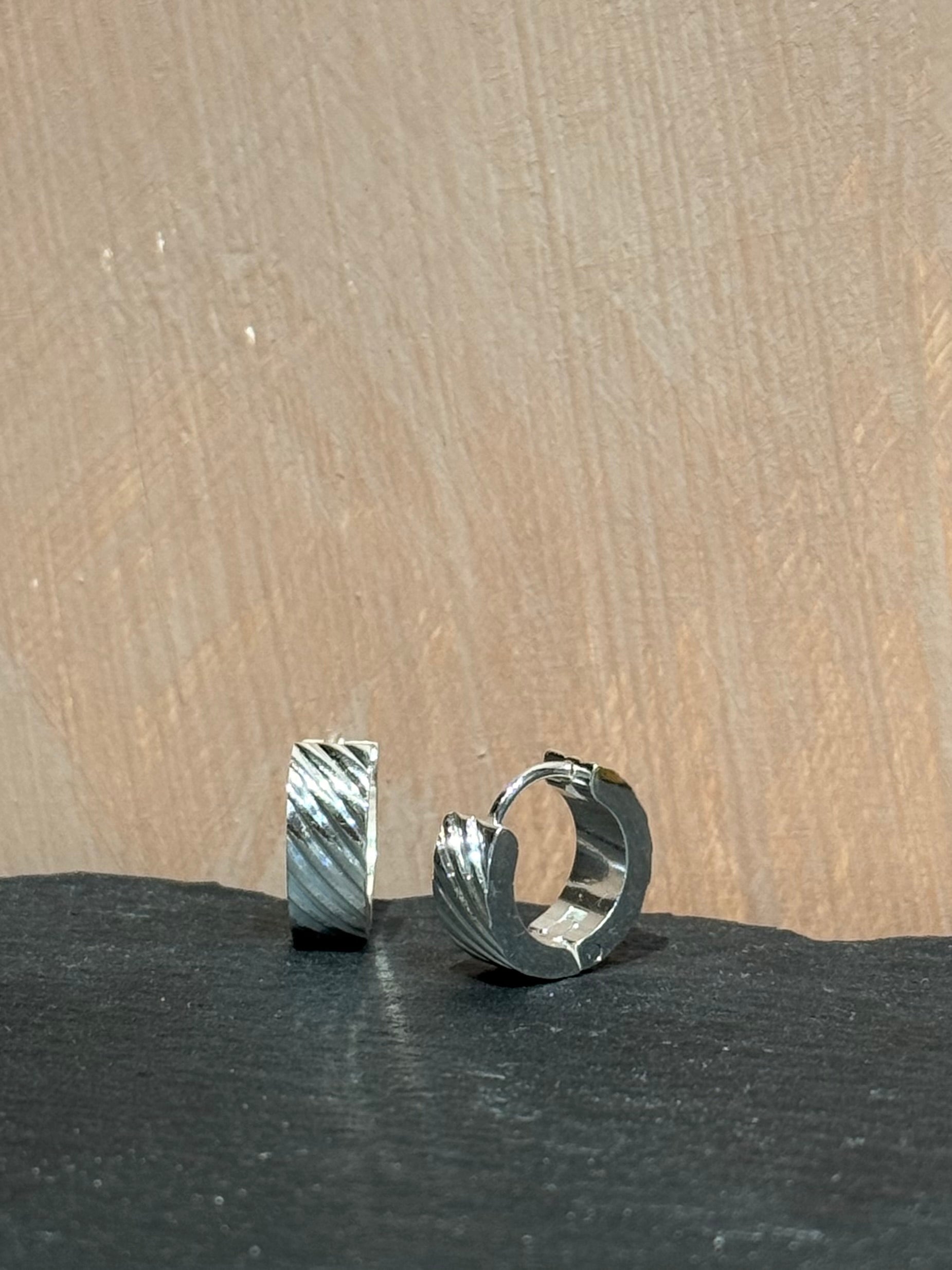 Surgical steel flat hinged hoop earrings