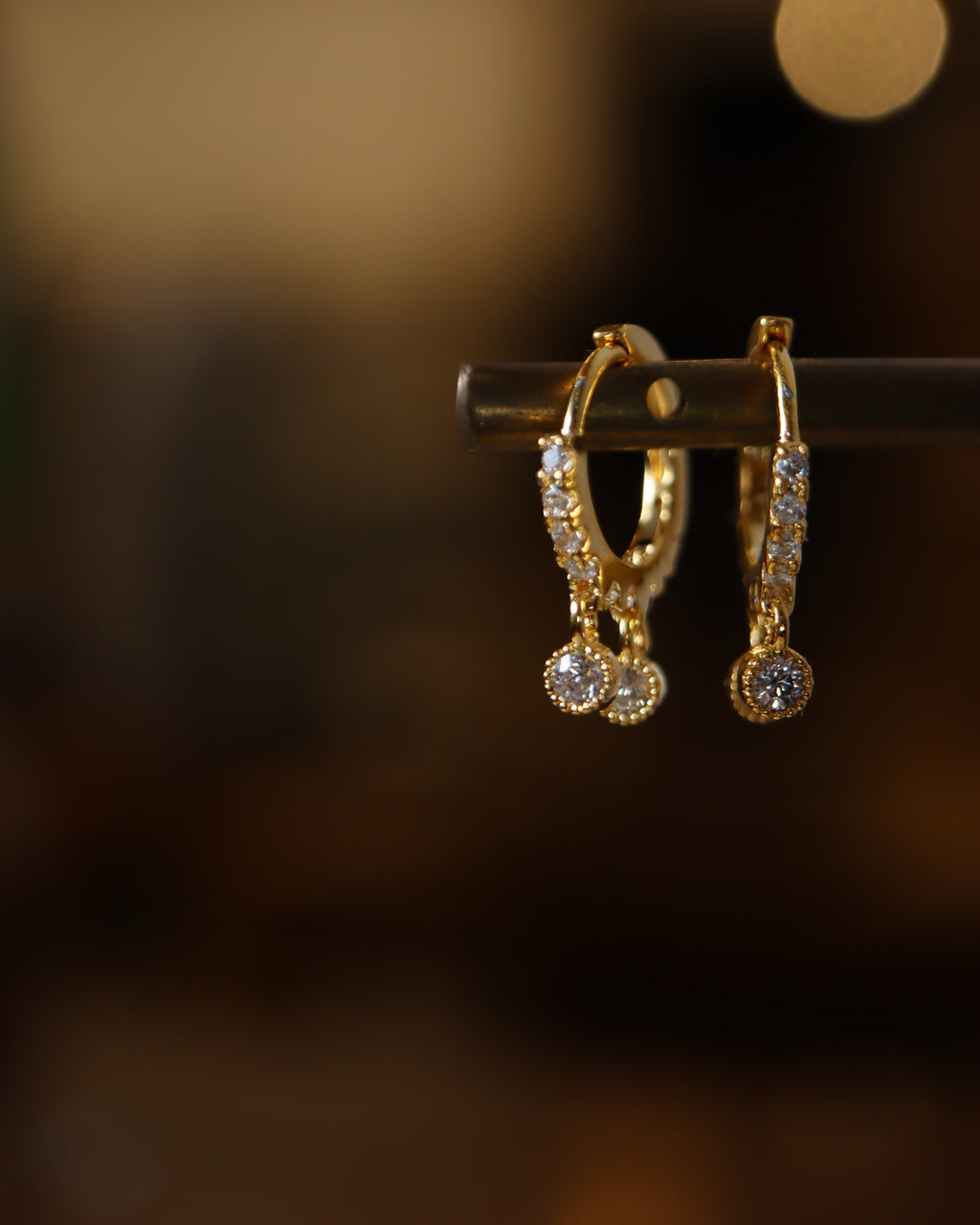 Drop double cz  silver925 earrings　