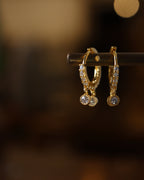 Drop double cz  silver925 earrings　