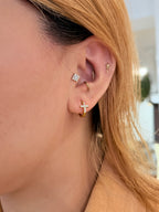 Pavé Cross Hinged Hoop Earrings