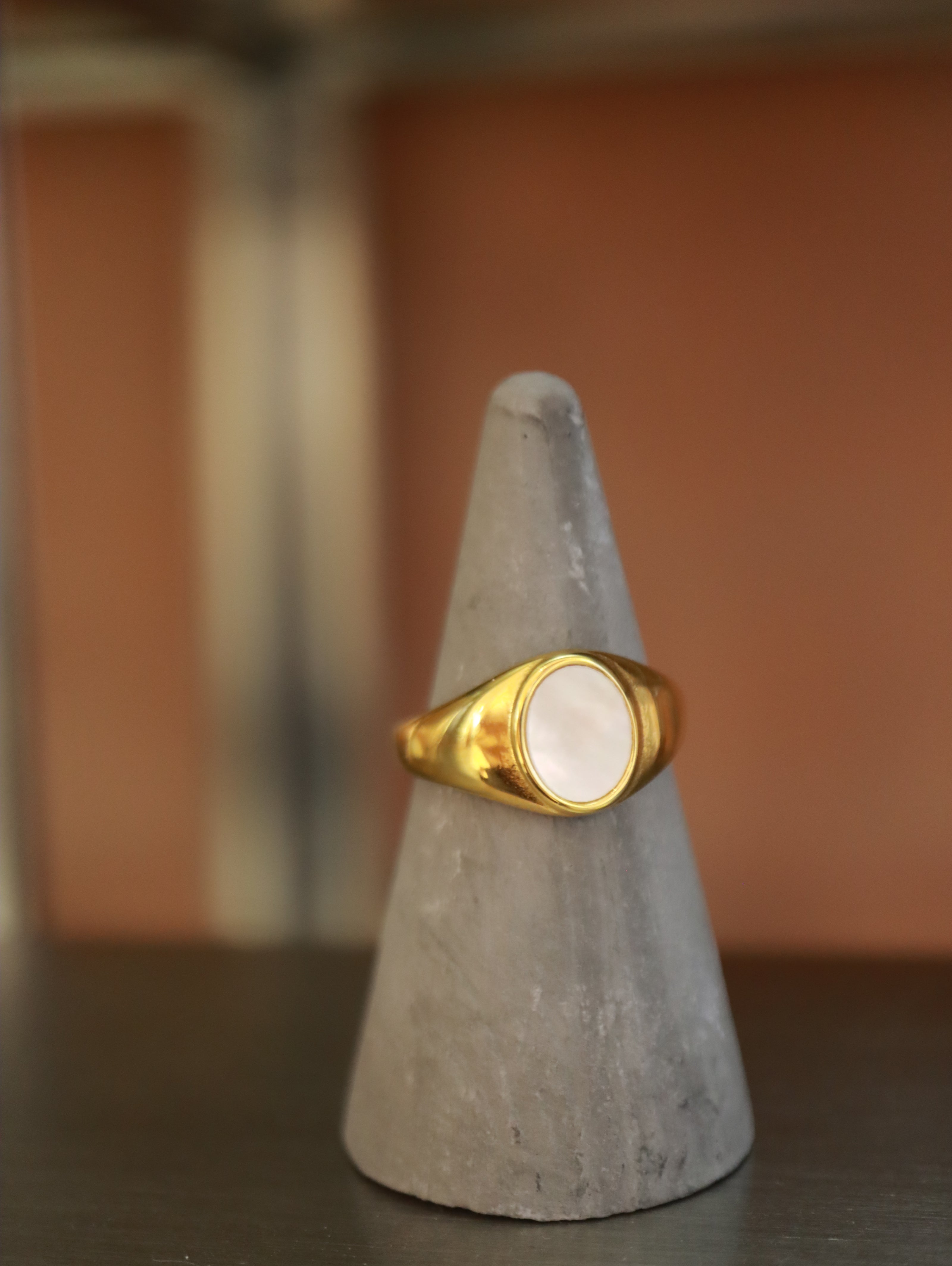 Oval shell stainless steel ring