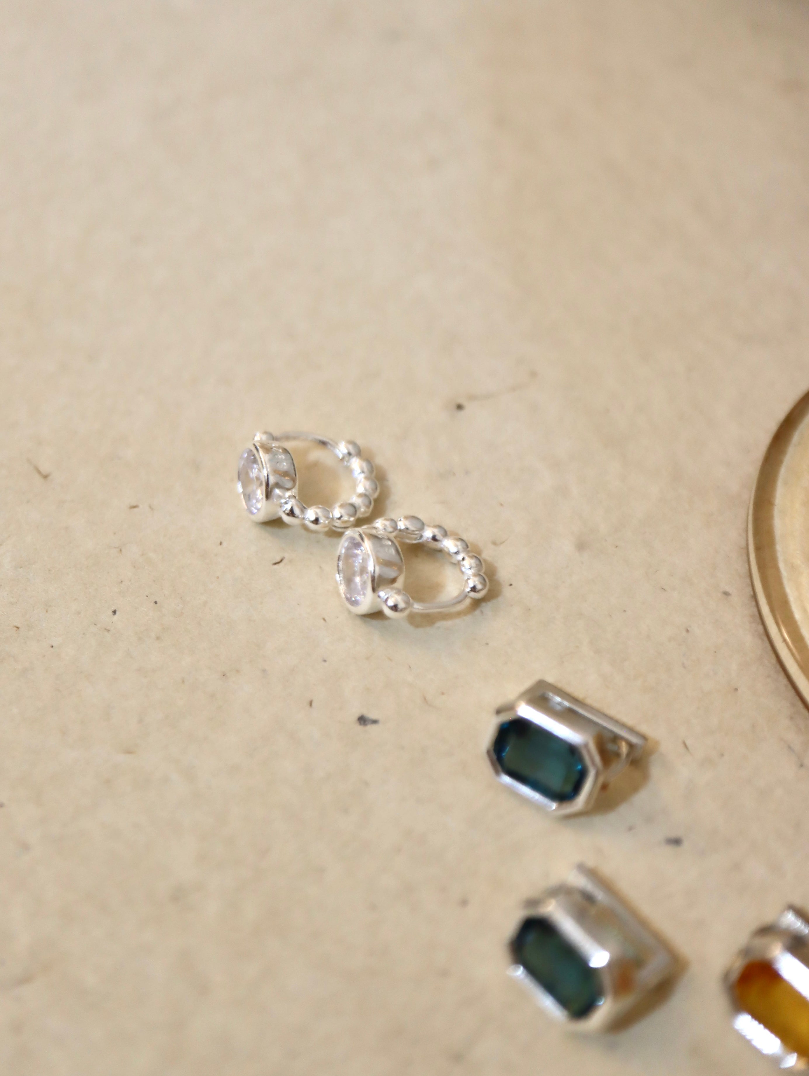 Luminous Dot Hoop 925 silver earrings