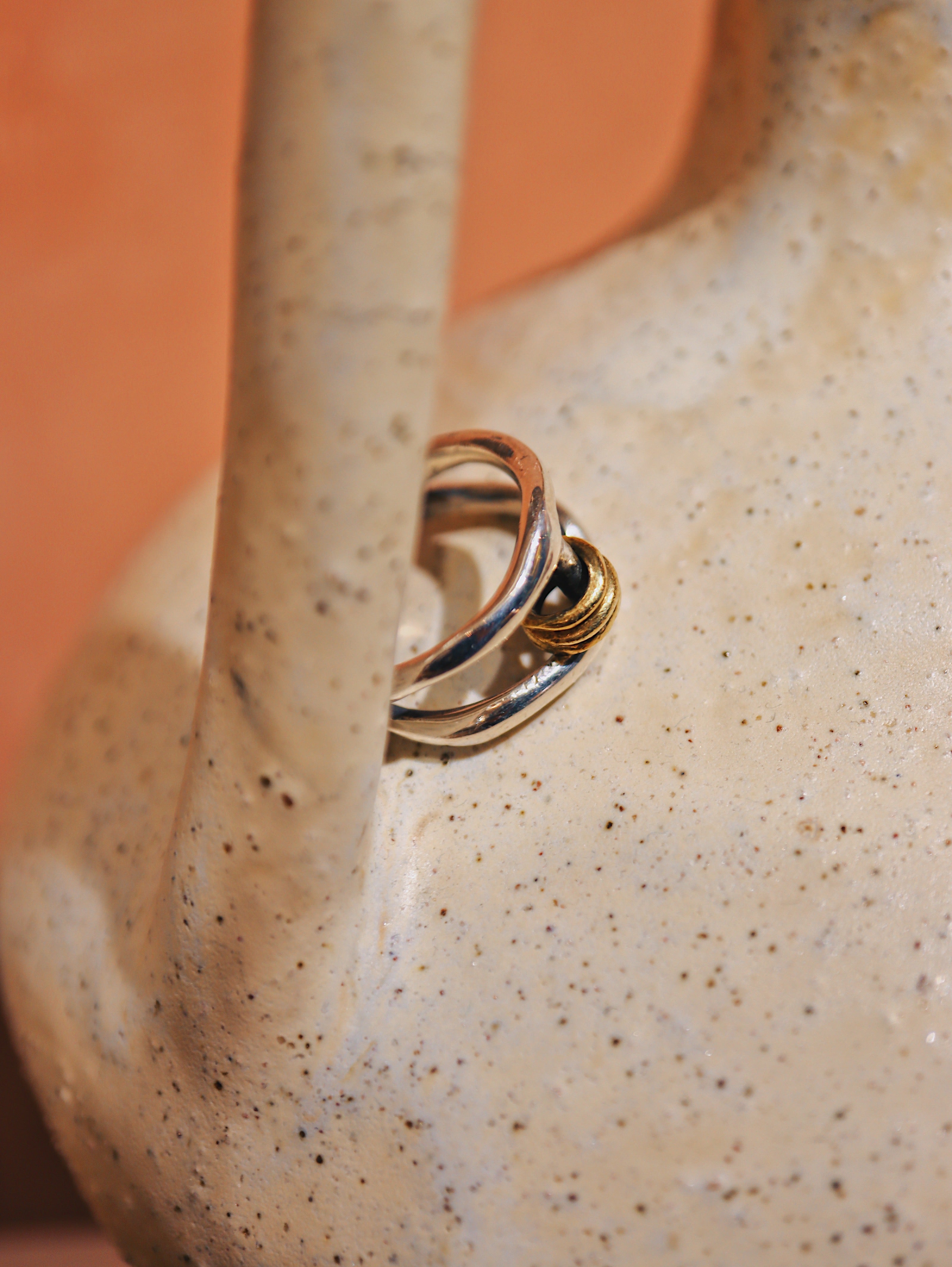 Mix tone handcrafted 925 silver ring