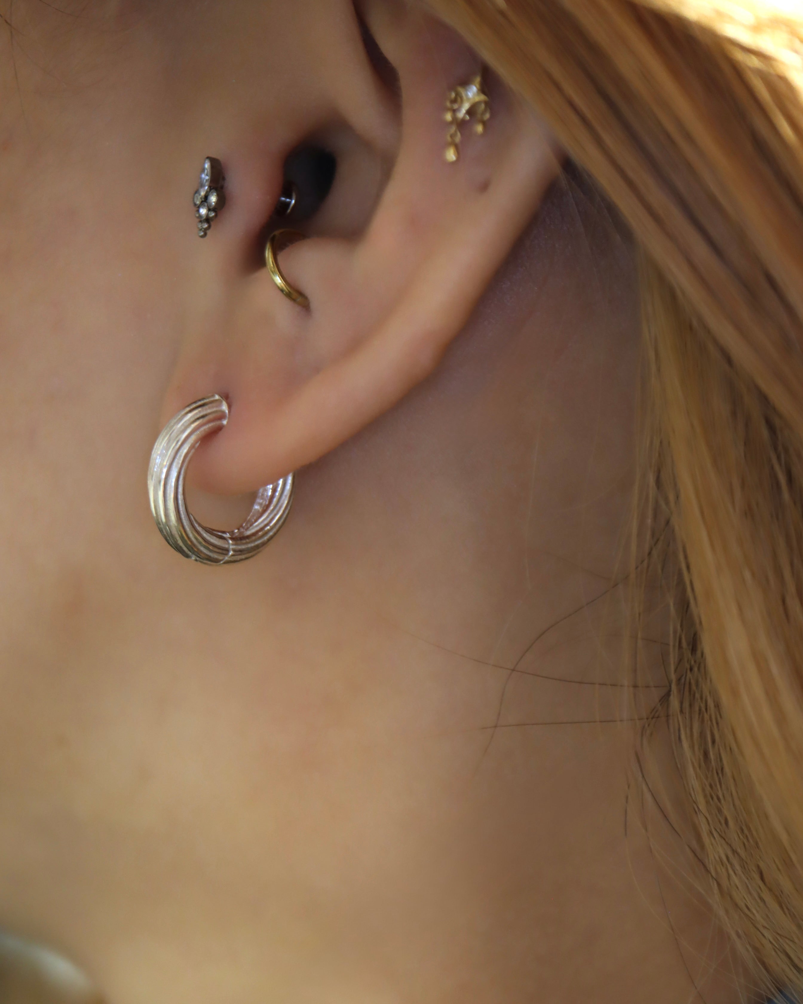 Spiral Clicker 925 Silver Hoop Earrings