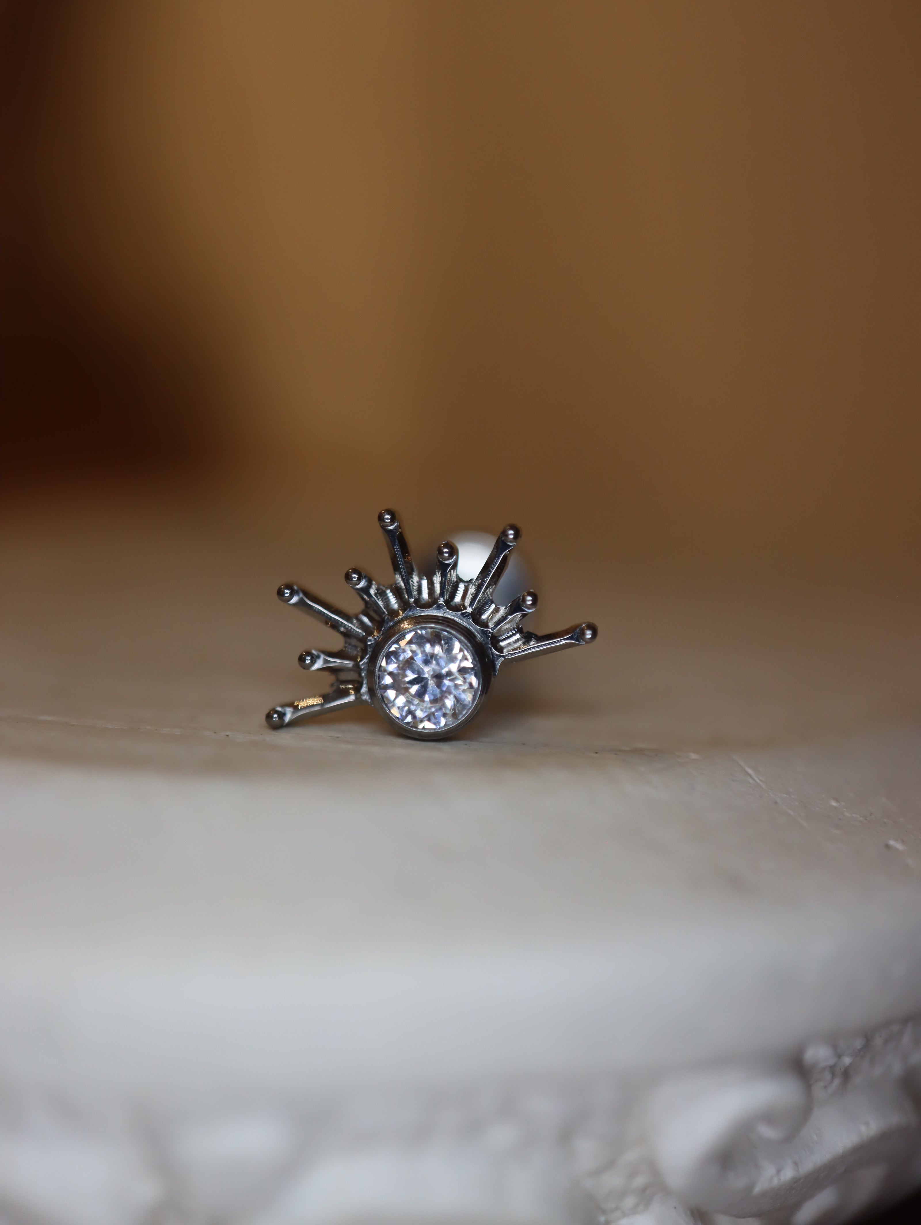 Titanium G23 Bezel Round Spike Crown Stud