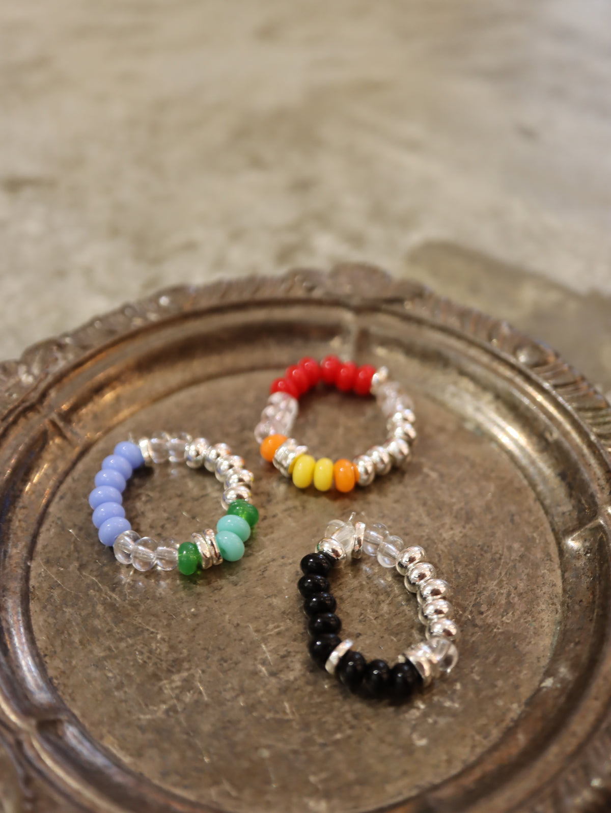 Mix colour beaded stretch ring