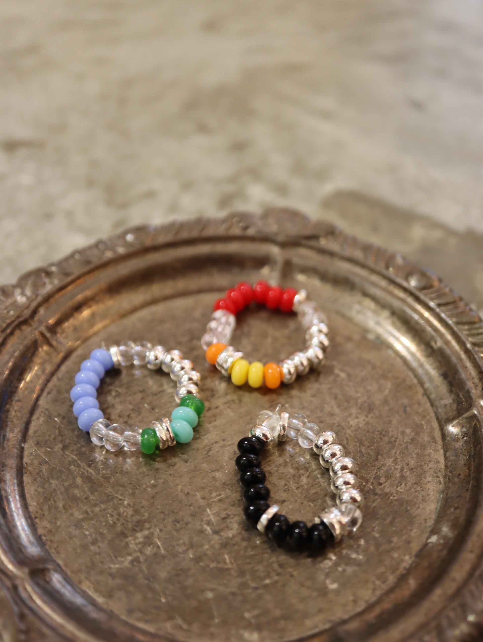 Mix colour beaded stretch ring