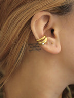 Double pearl stainless steel earcuff