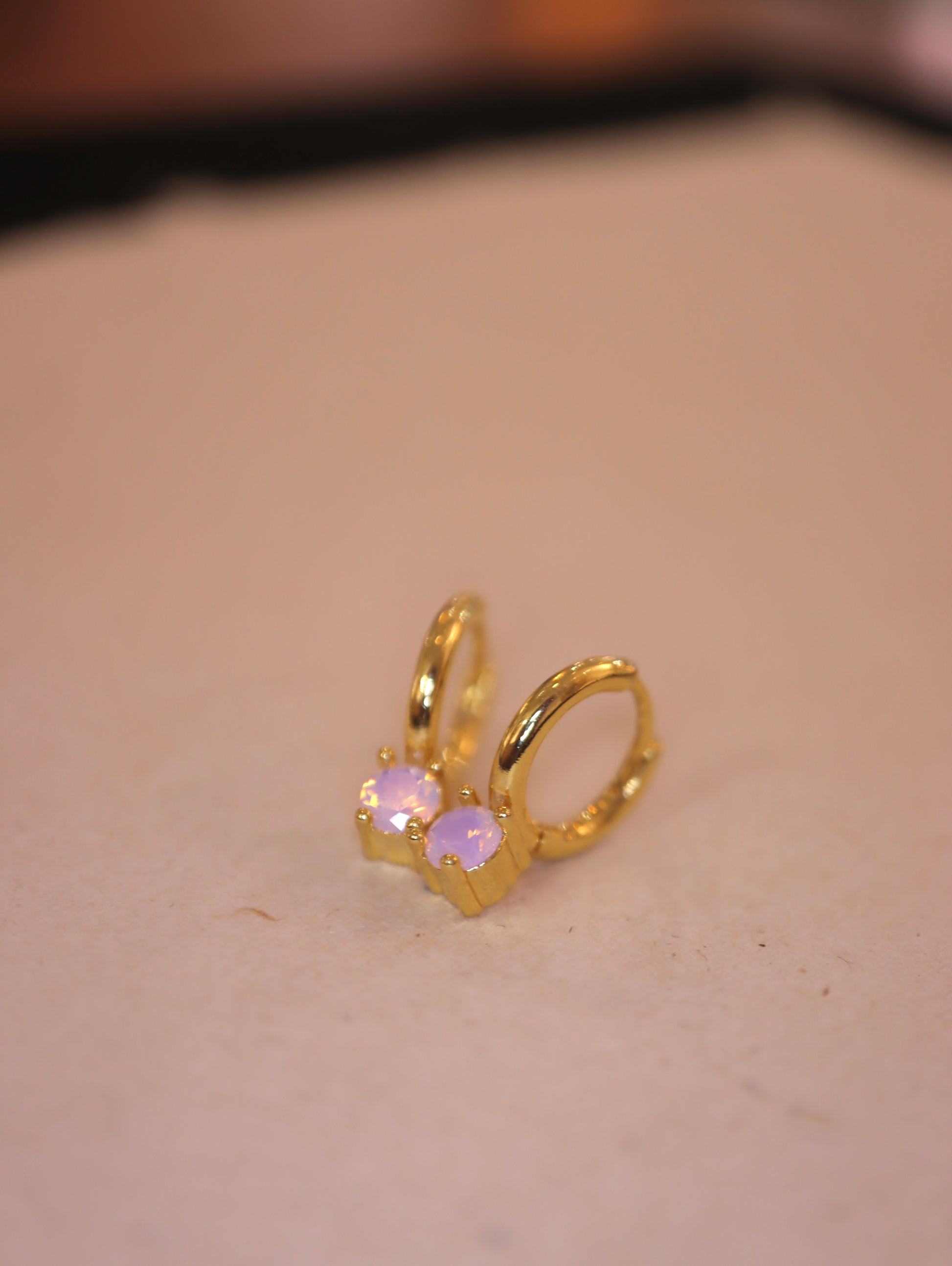Hinged hoop drop cz earrings