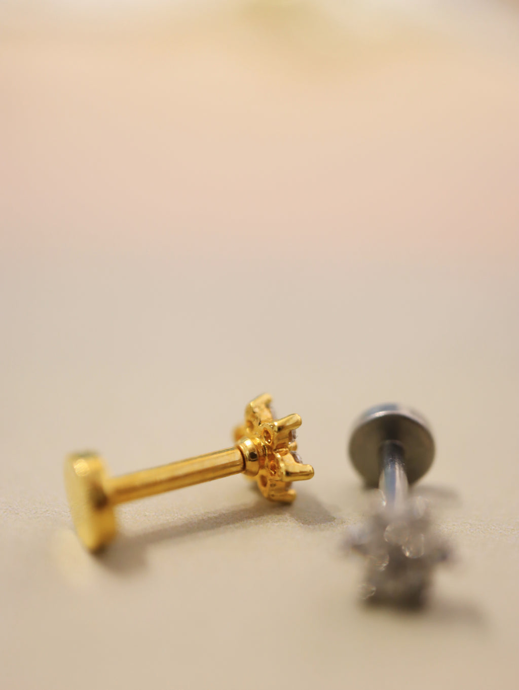 Threaded Flat Back CZ Stud Piercing