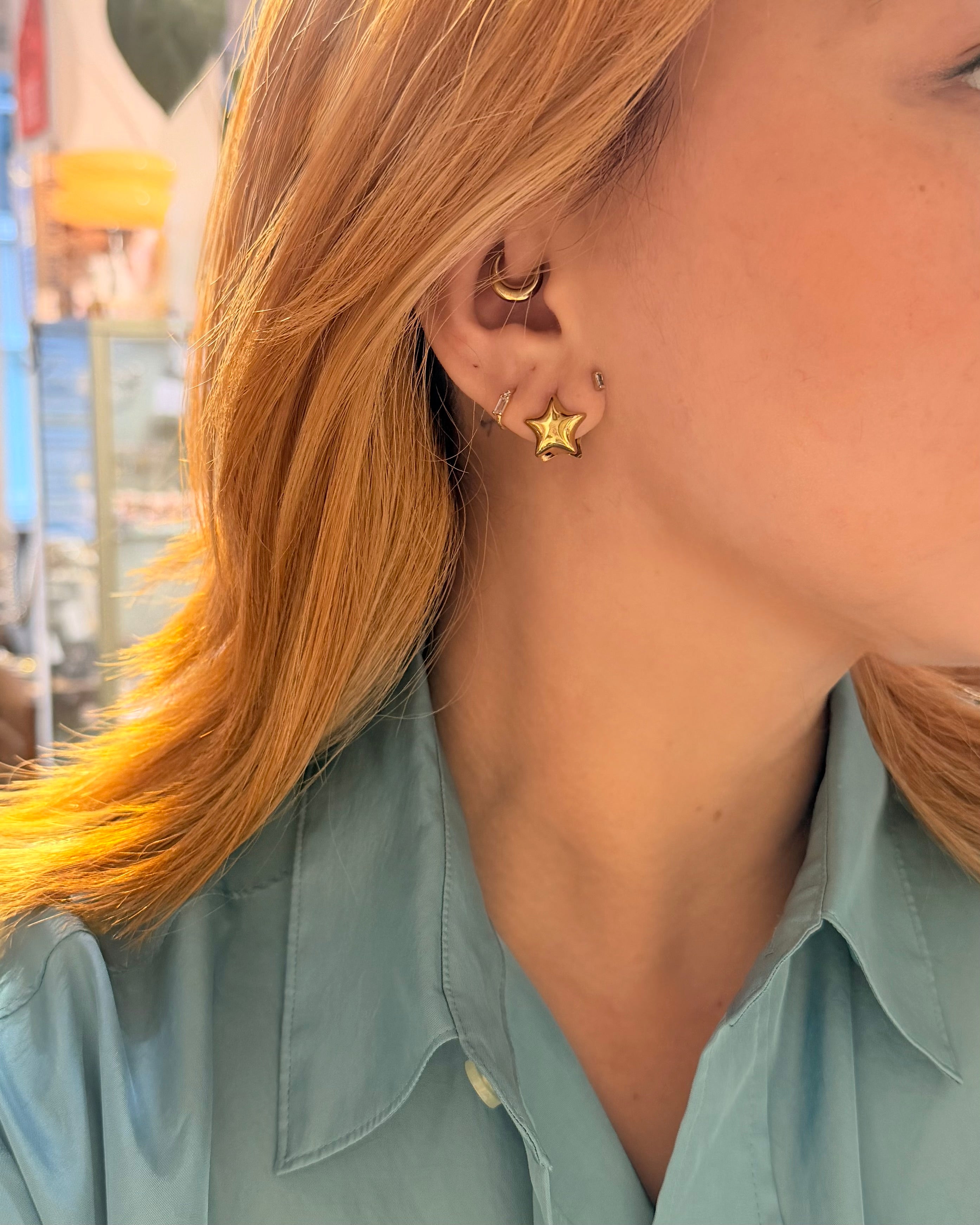 Echo star hoop stainless steel earrings
