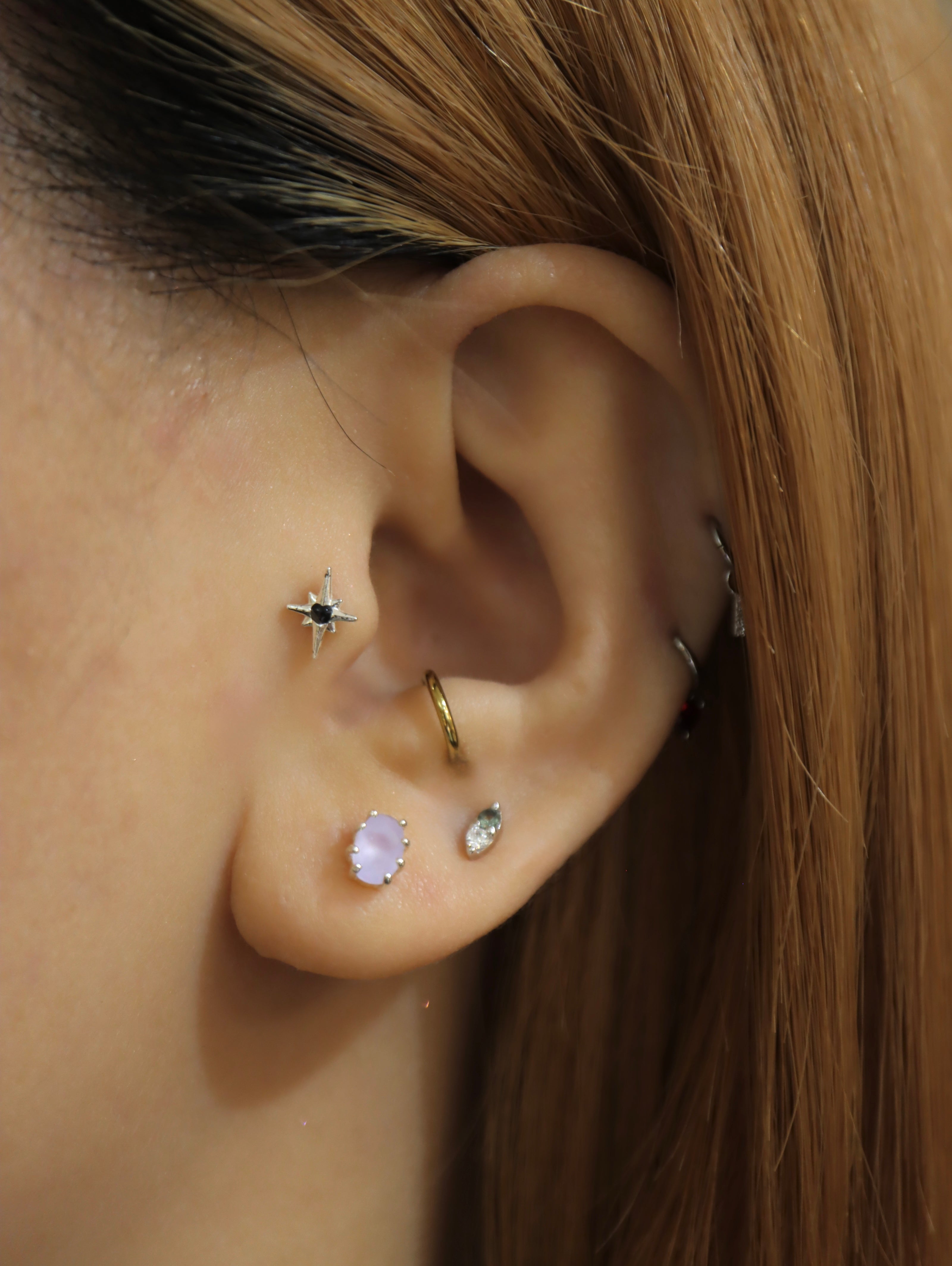 Light amethyst 925 silver earring stud piercing