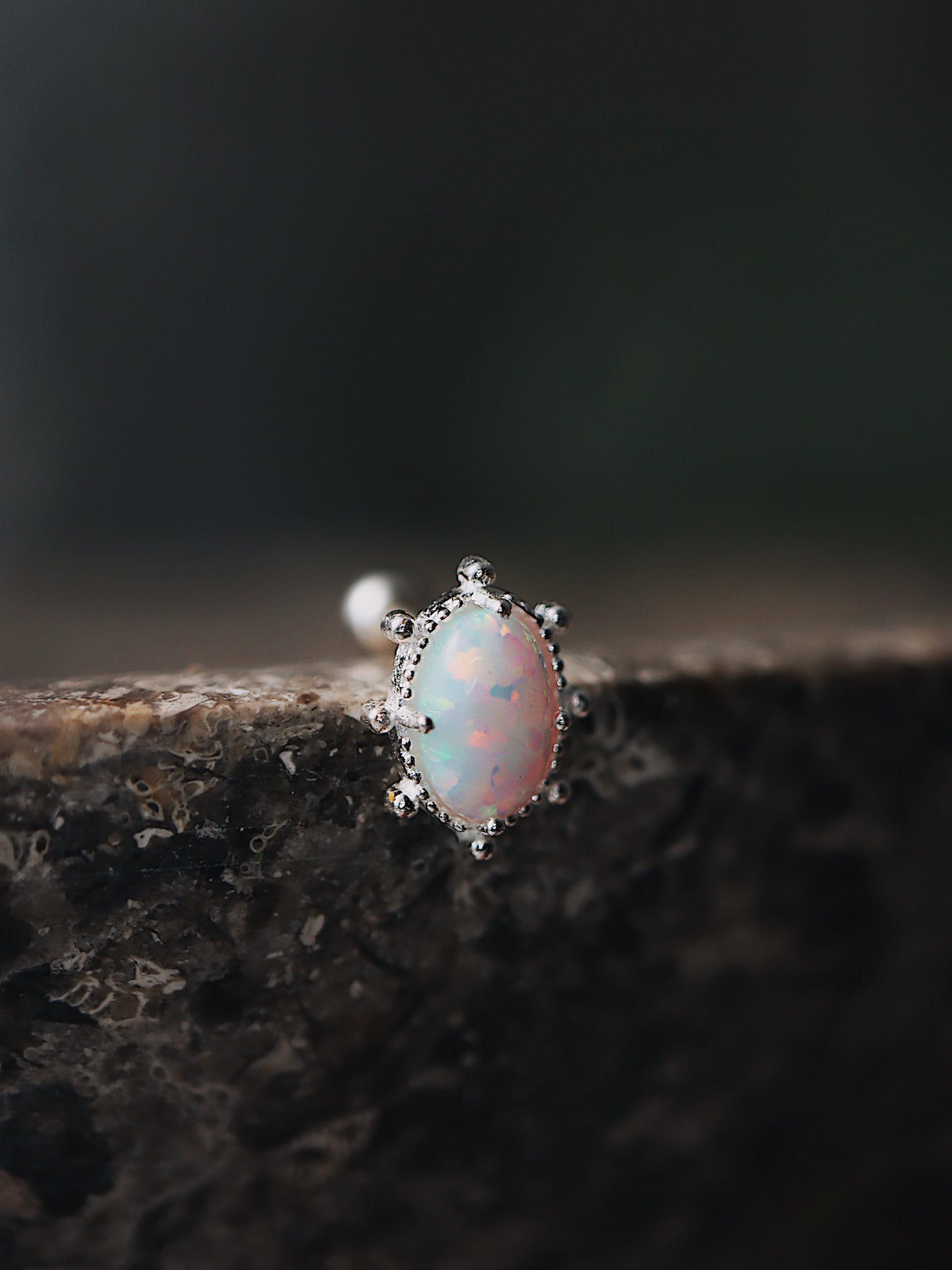 Oval opal s925 screw back piercing