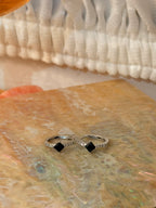 Black cz 95 silver hinged hoop earrings 2
