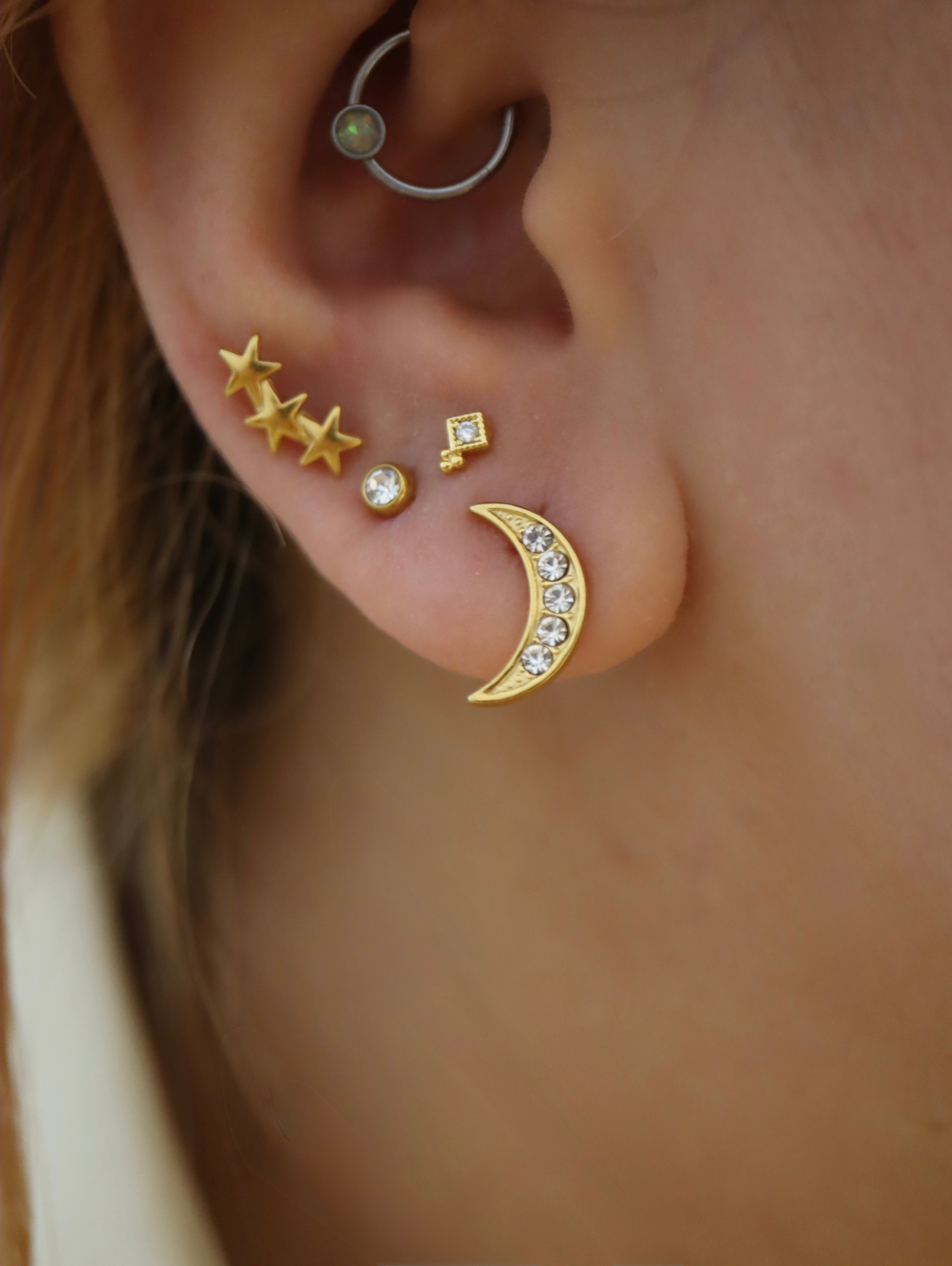 Triple star stainless steel earrings